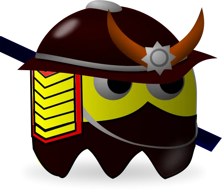 Cartoon Samurai Ghost with Traditional Helmet