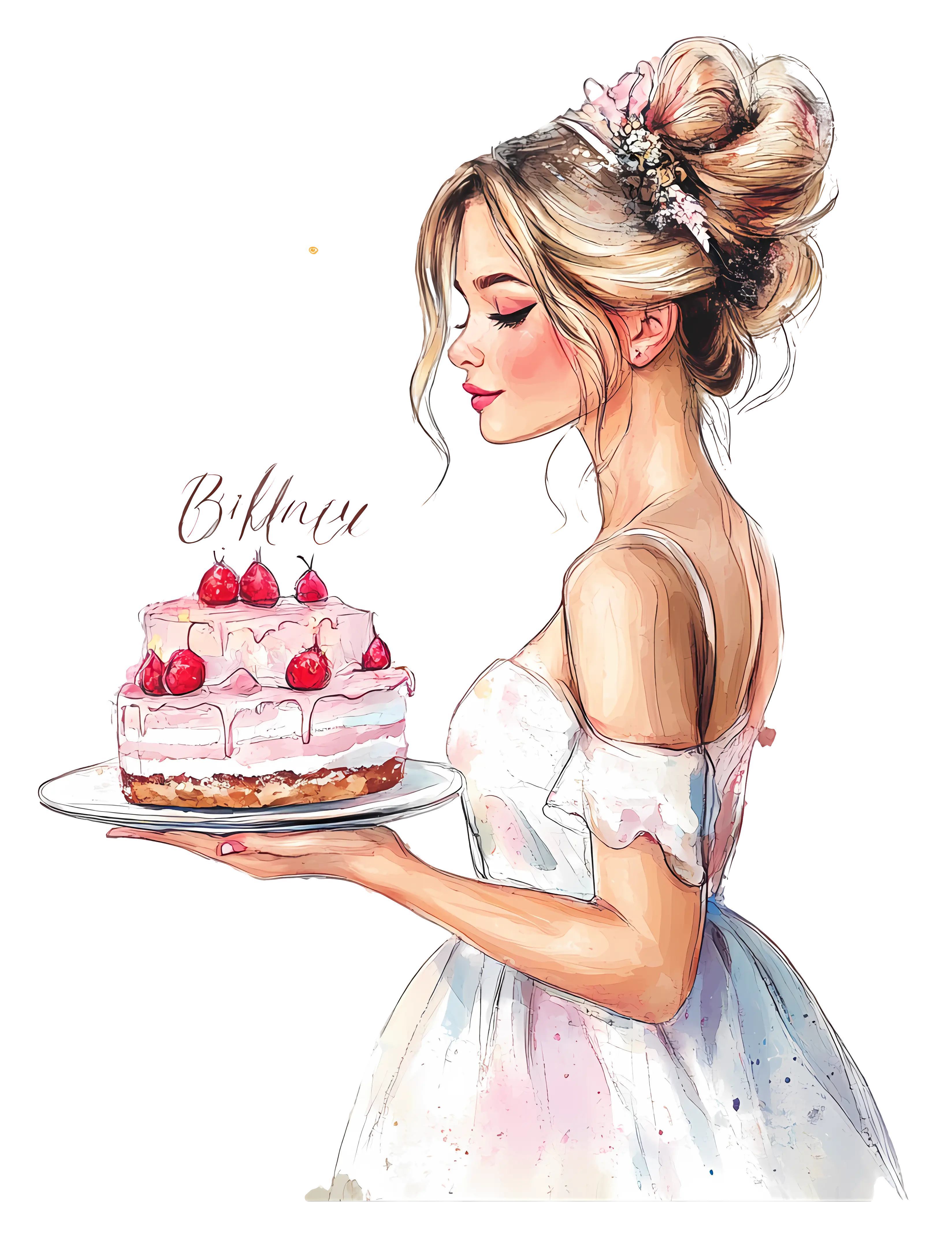 Woman Holding a Birthday Cake