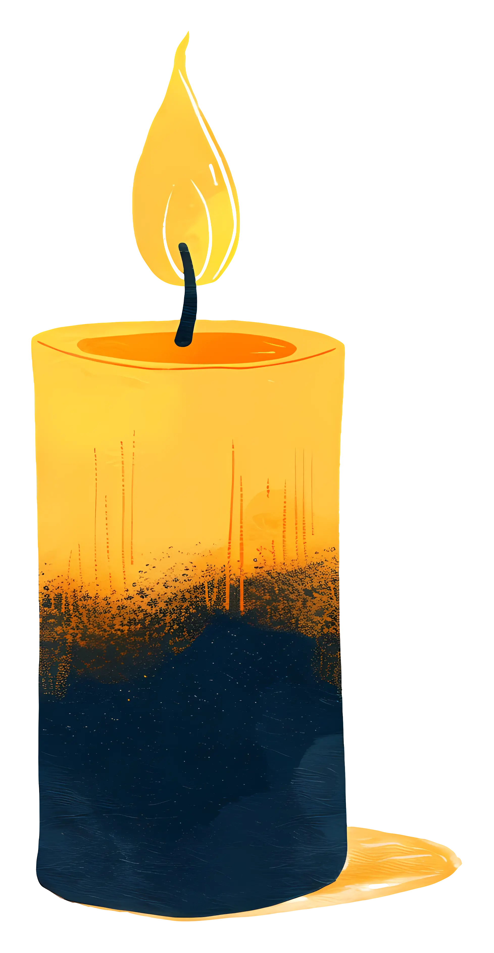 Yellow Candle with Flame