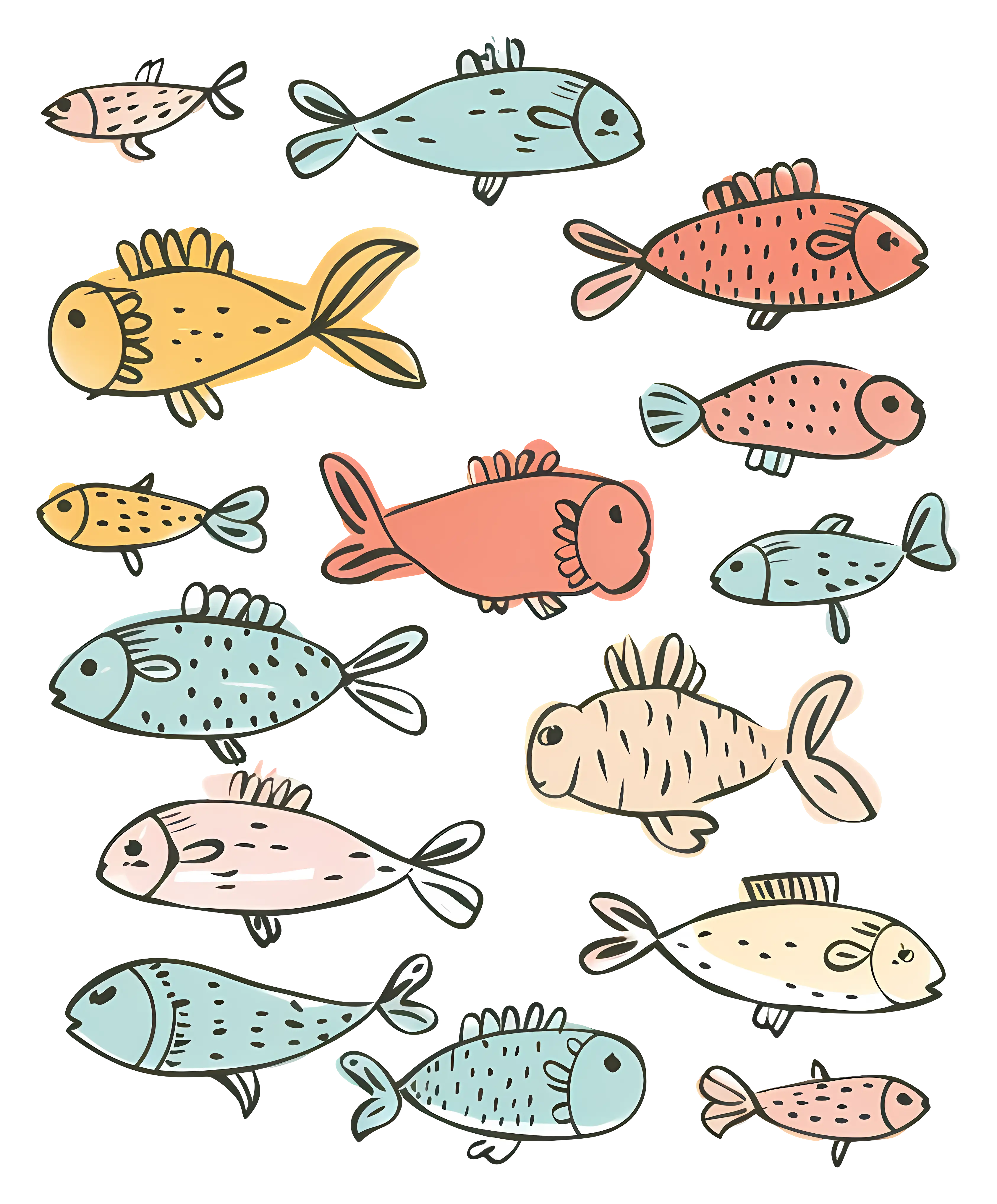 Colorful Fish in Various Sizes