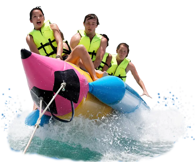 Group Riding an Inflatable on Water