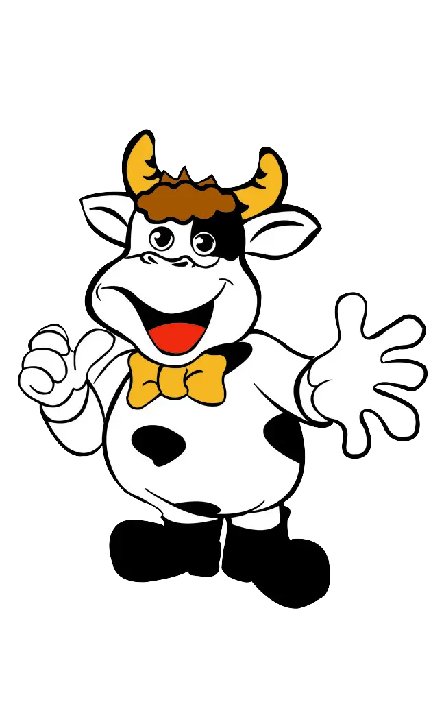 Happy Cartoon Cow with Bow Tie