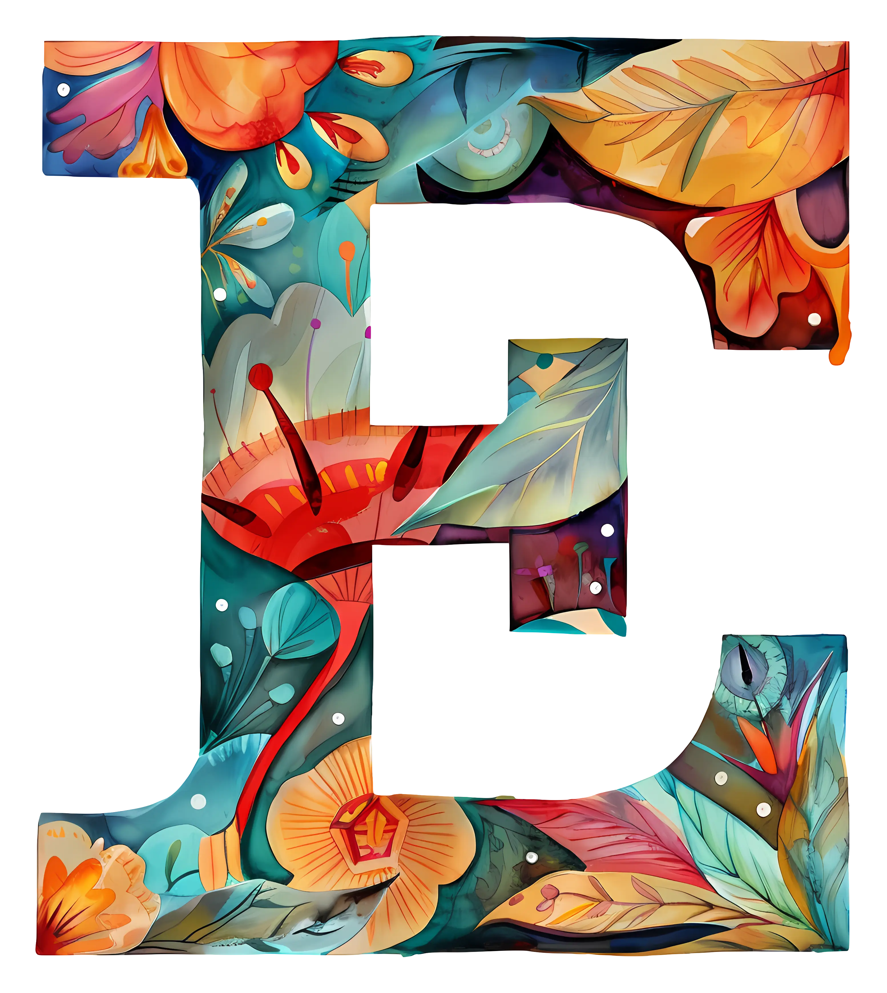 Decorative Floral Letter E