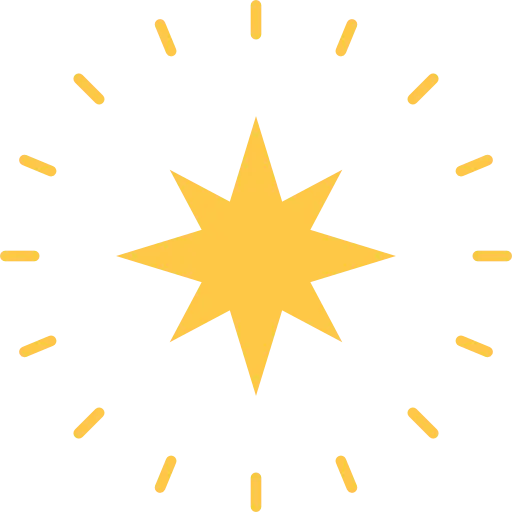 Yellow Starburst Icon for Brightness Concept