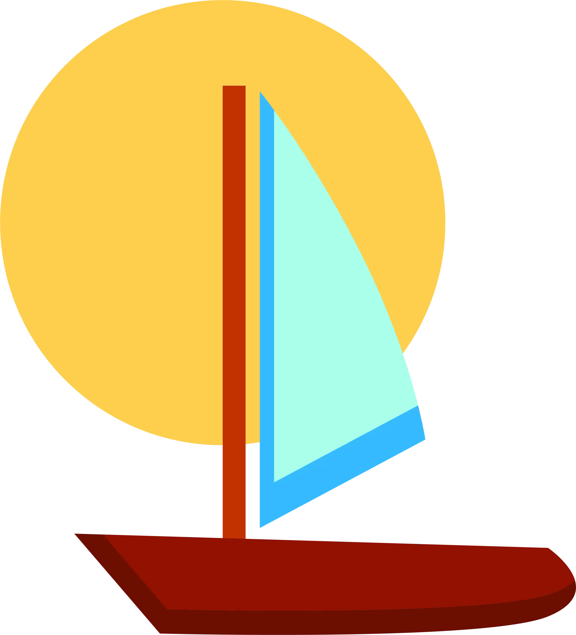 Sailboat Sailing by the Sun Illustration