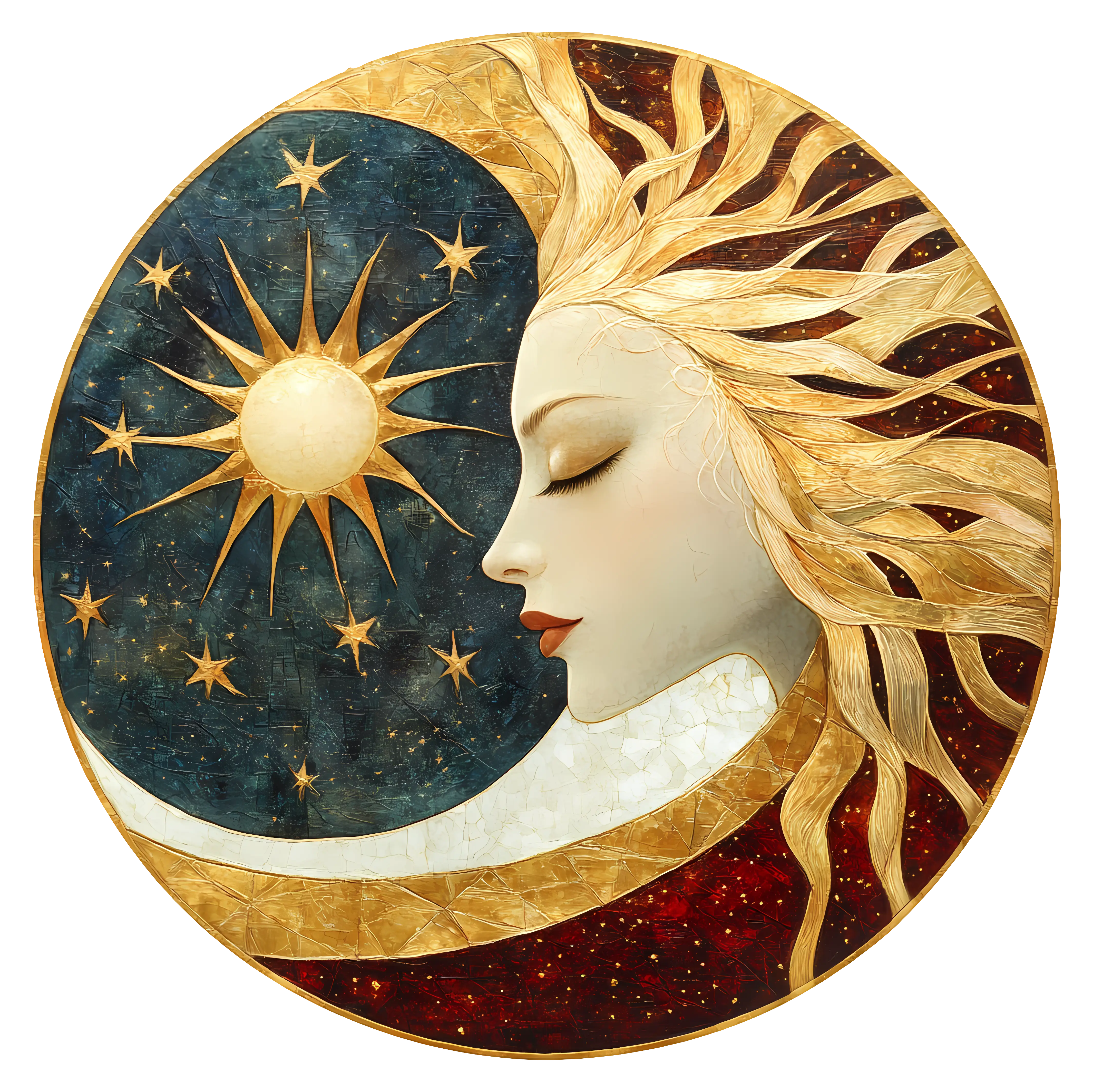Celestial Sun and Moon Face