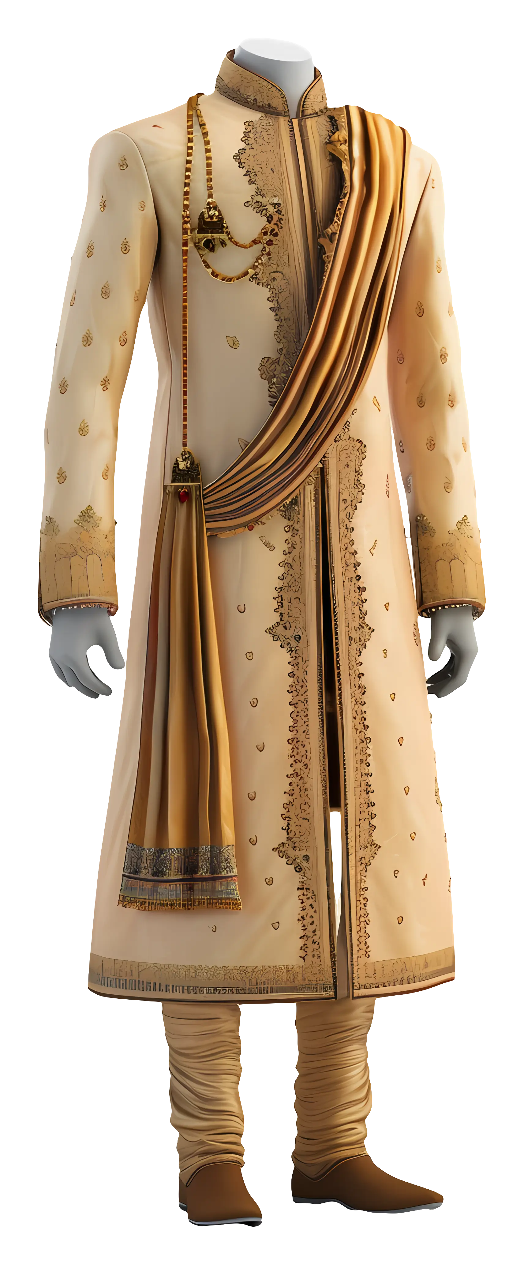 Golden Embroidered Coat Illustration
