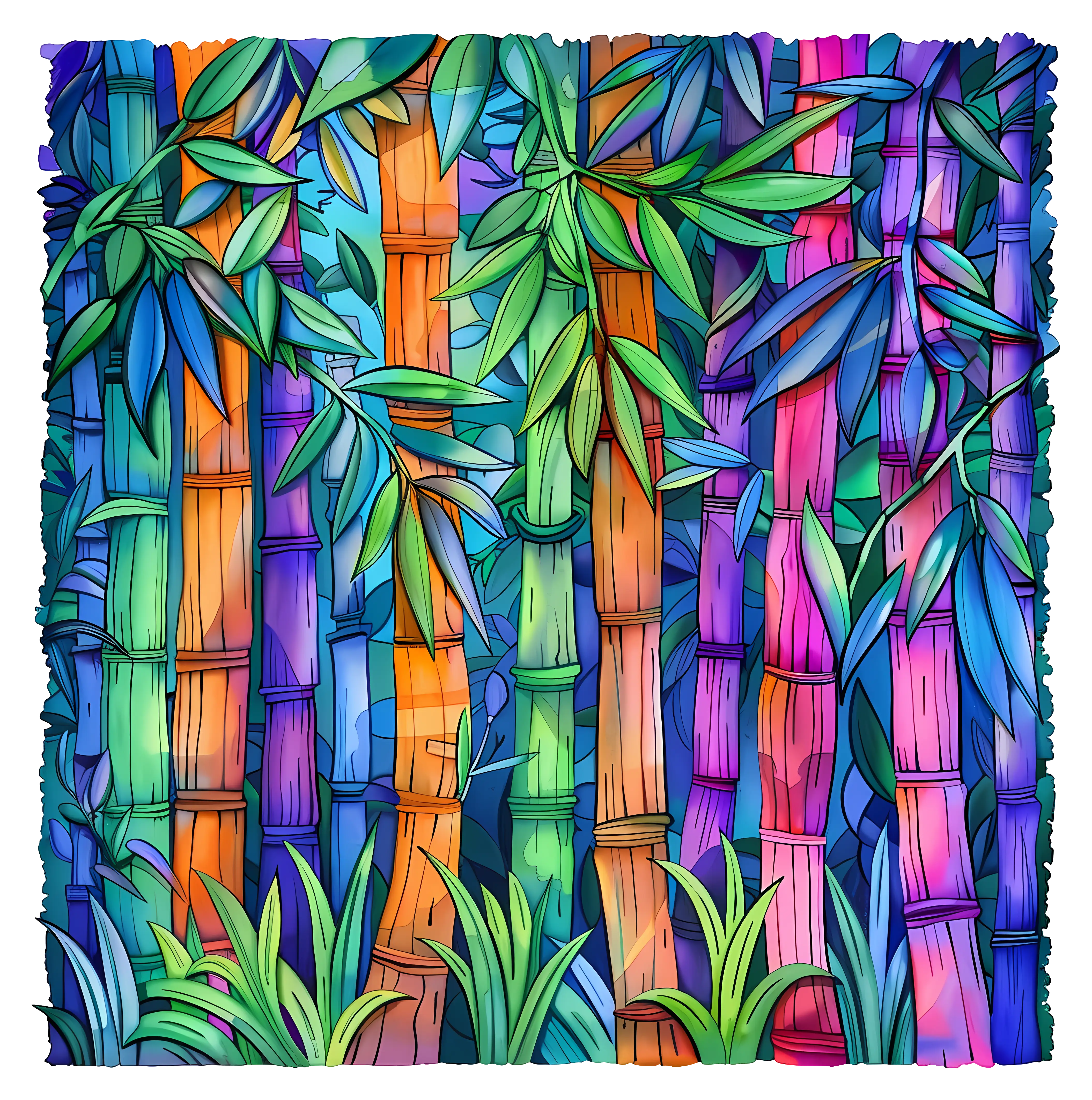 Colorful Bamboo Forest