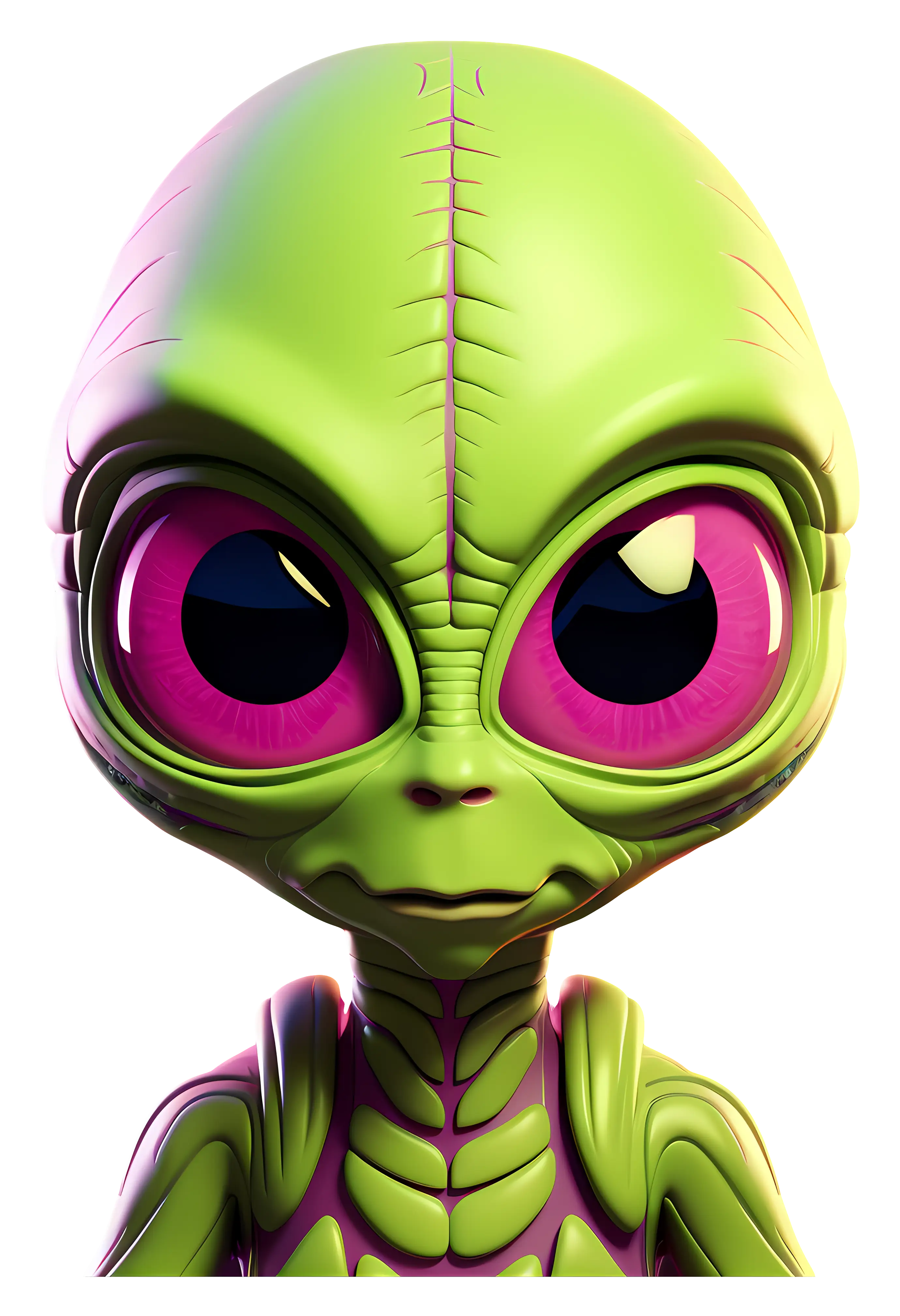 Cute Cartoon Green Alien Illustration