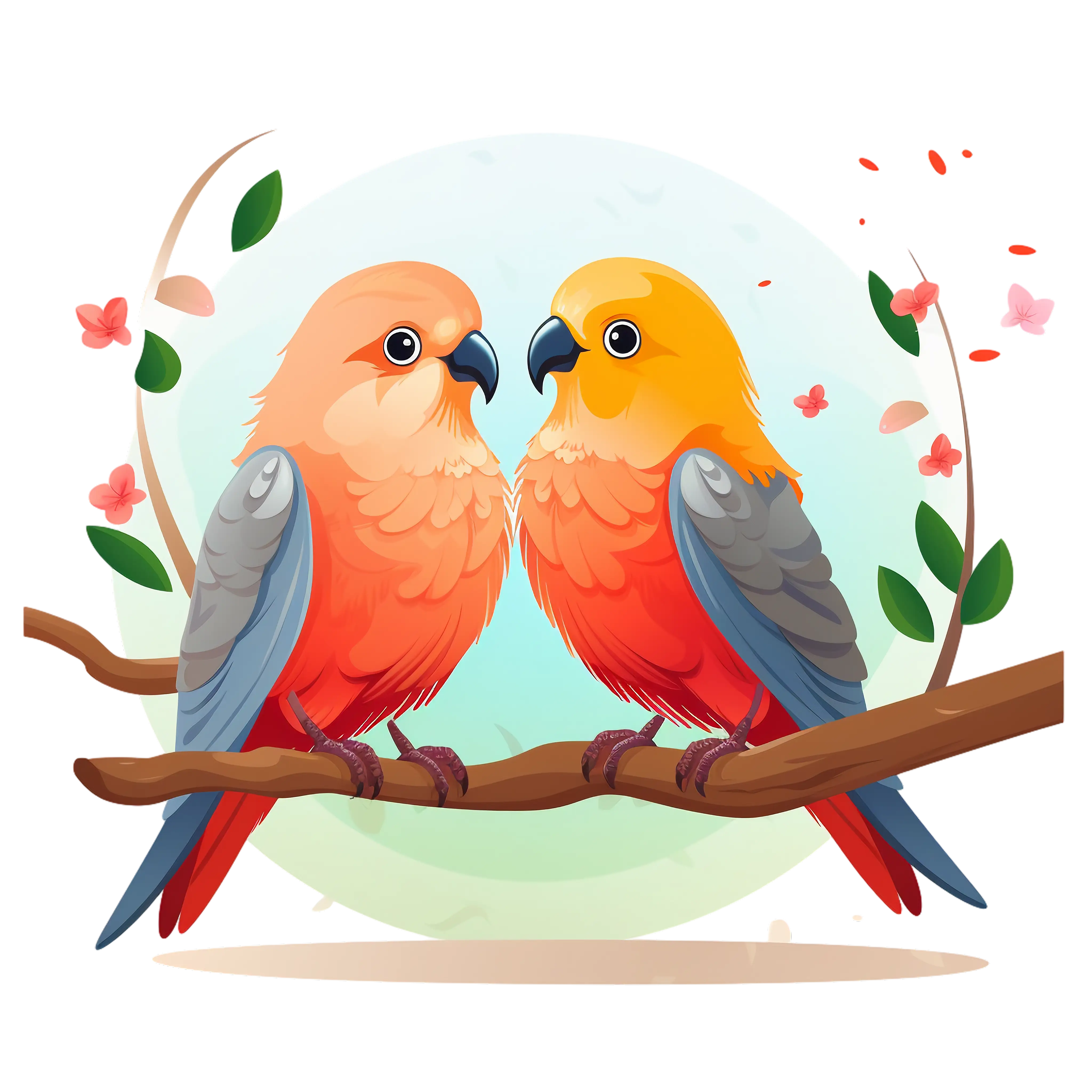 Pair of Parrots on a Branch