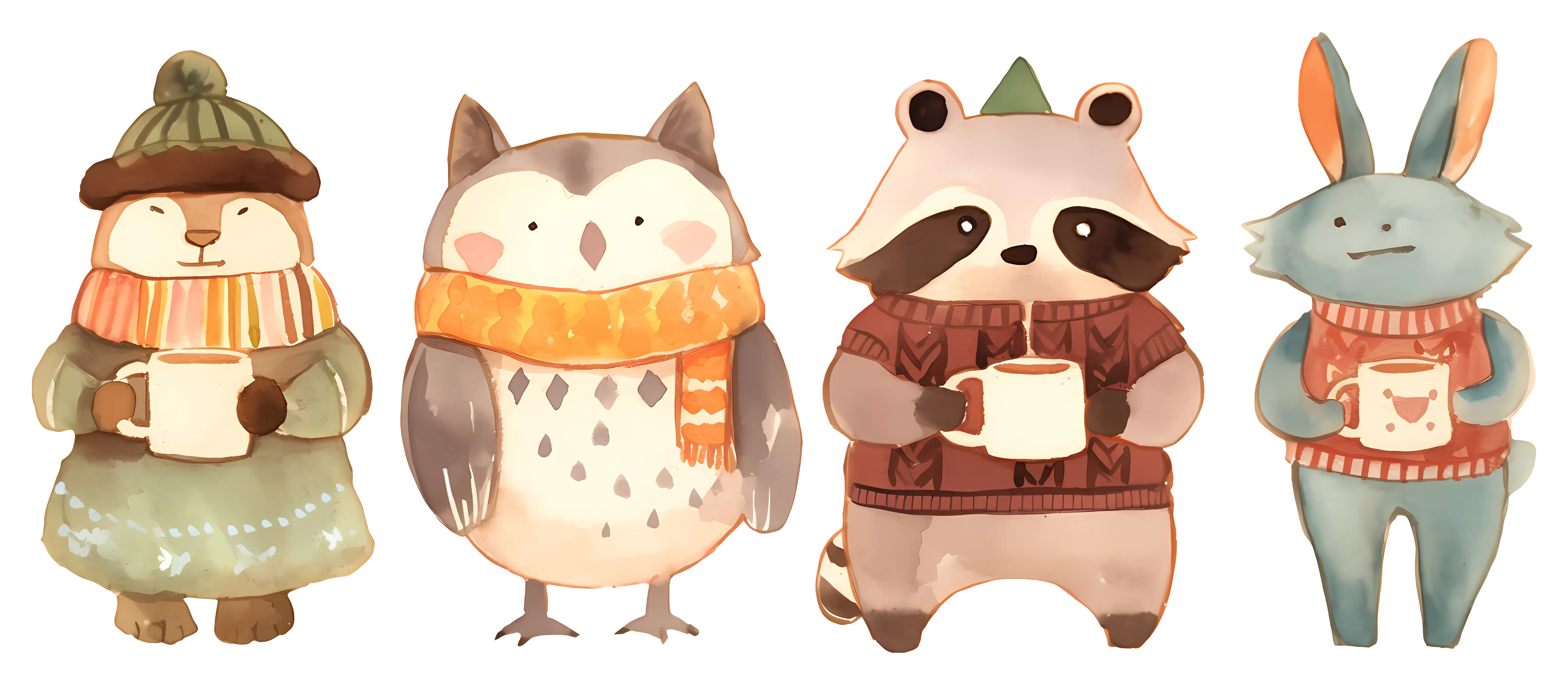 Winter Animals with Mugs