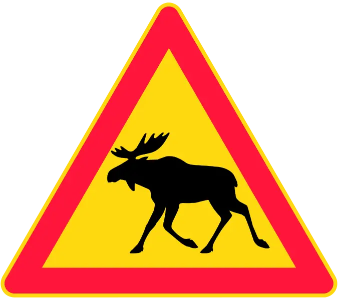 Triangular Moose Crossing Warning Sign