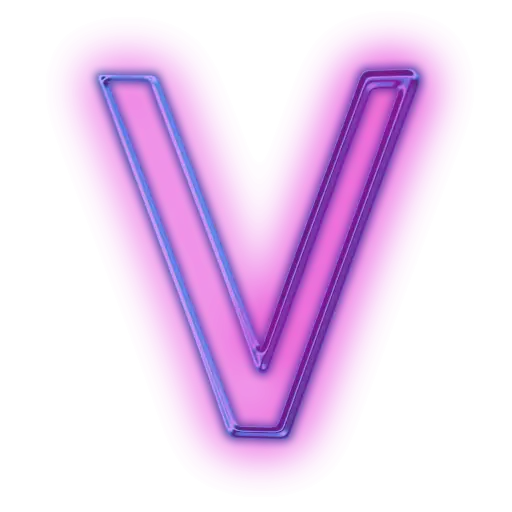 Neon Glowing Letter V Icon