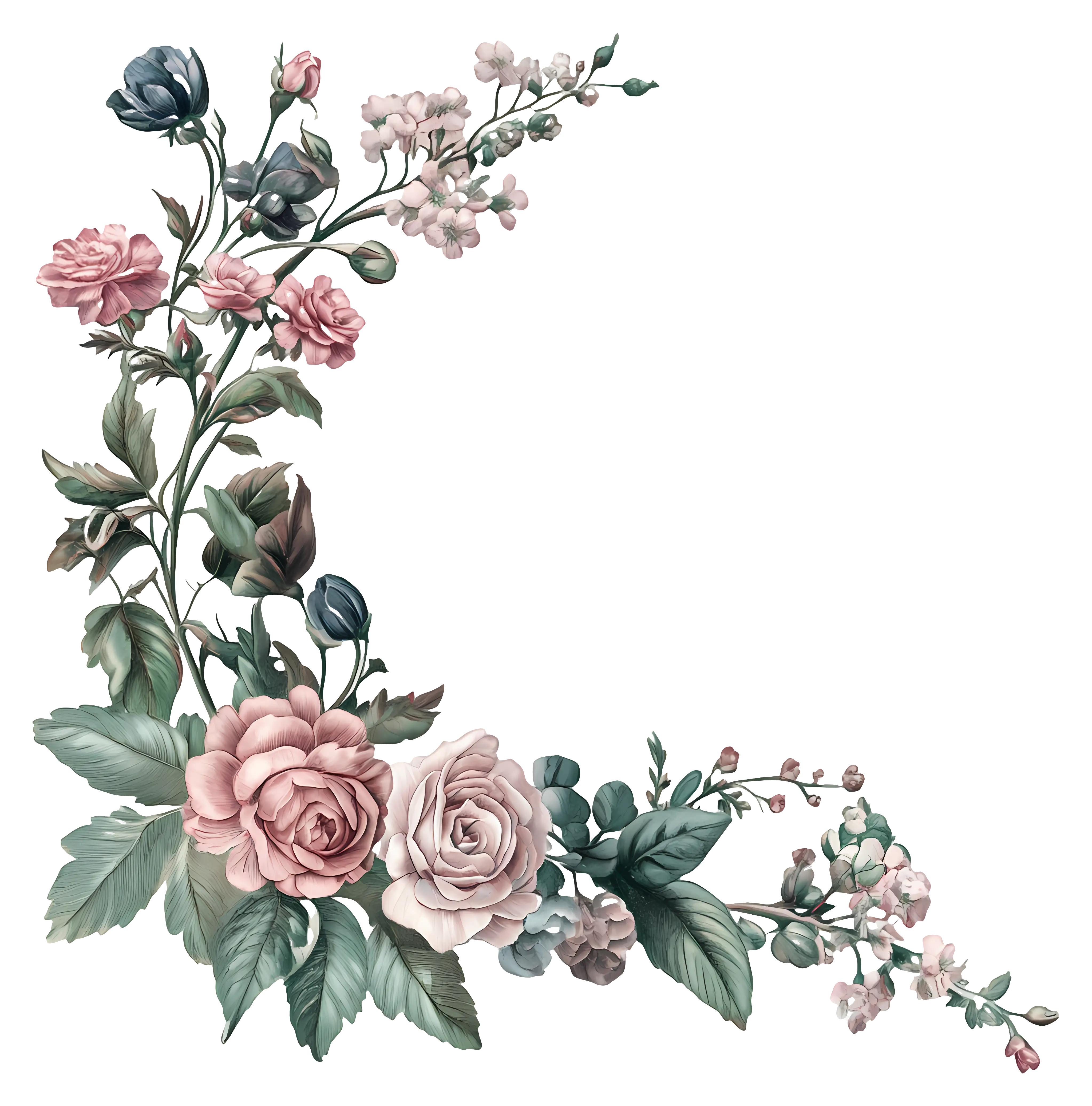 Watercolor Roses and Flowers