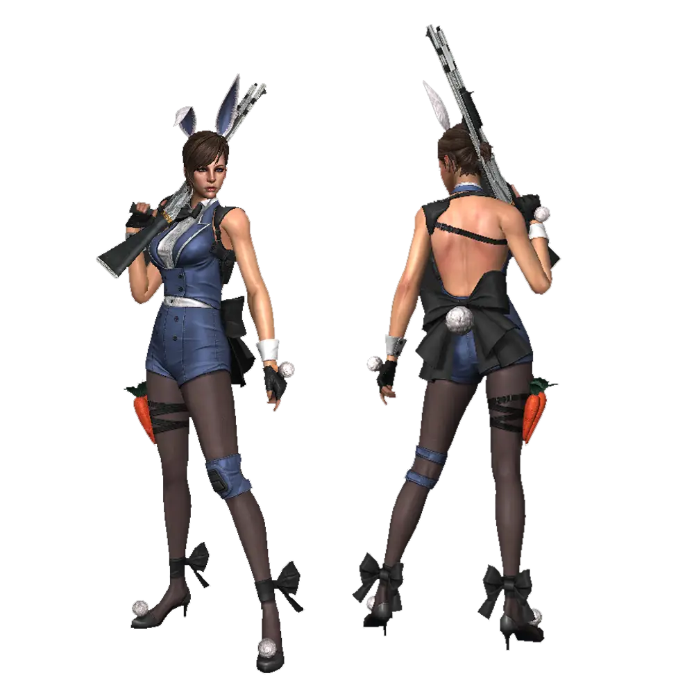 Female Character in Bunny Ears and Weapon Costume