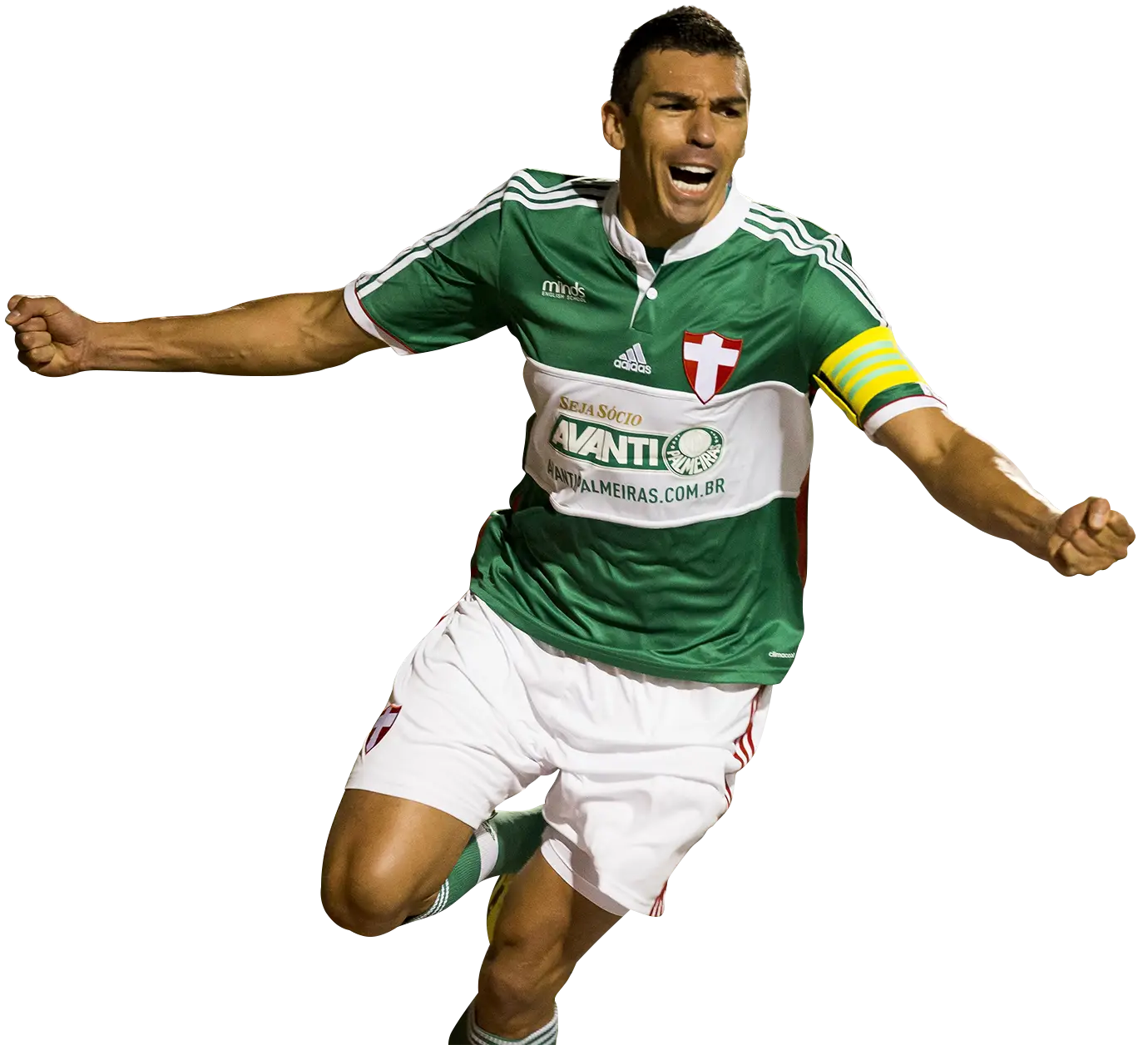 Excited Soccer Player in Green Uniform