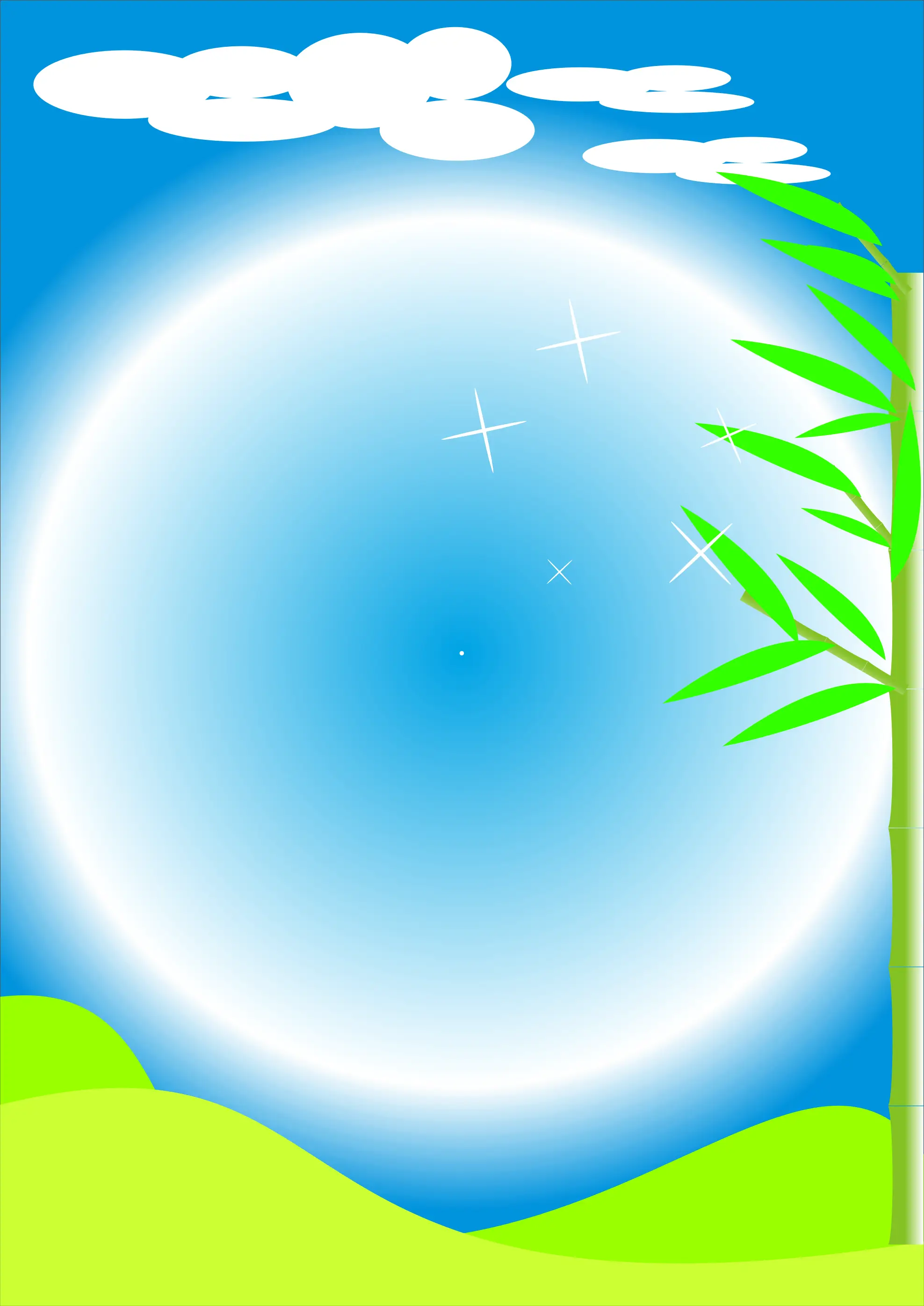 Bamboo and Moon in a Clear Sky