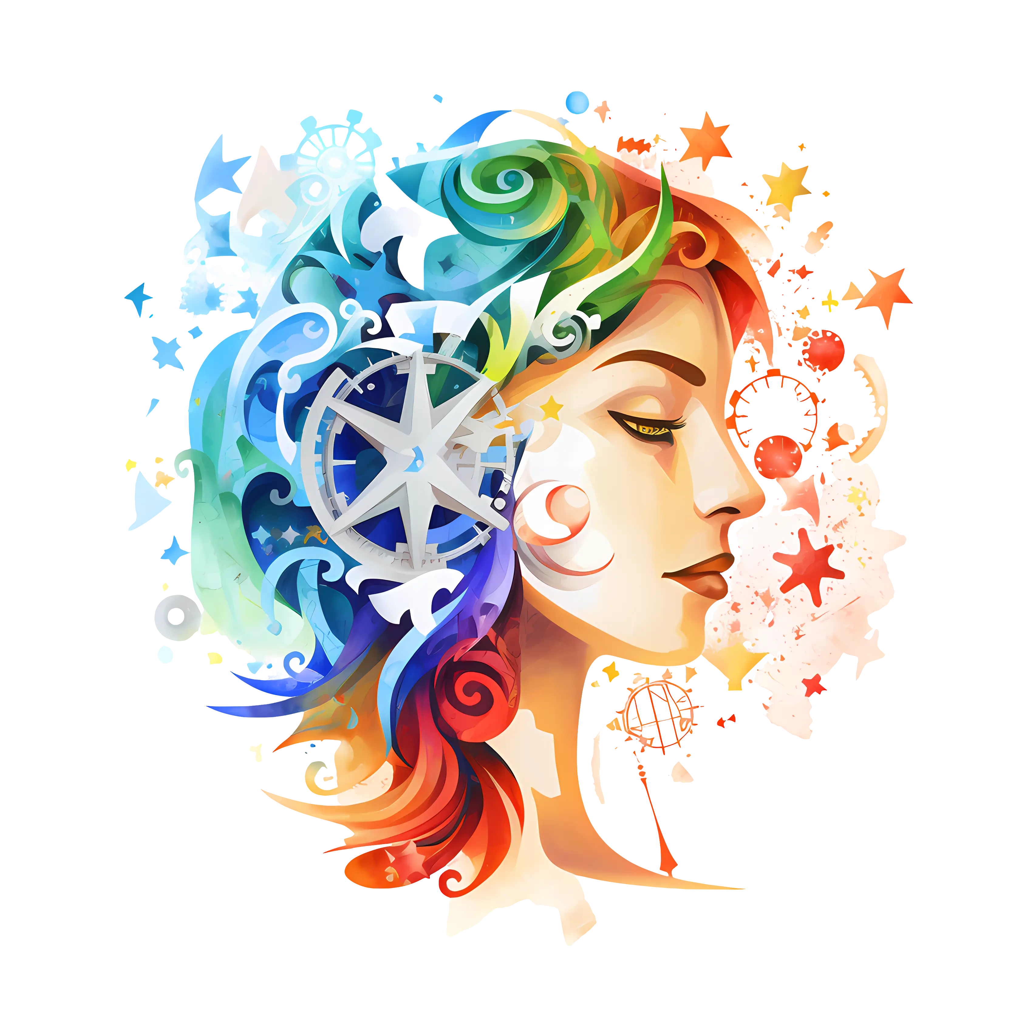 Colorful Abstract Woman Profile