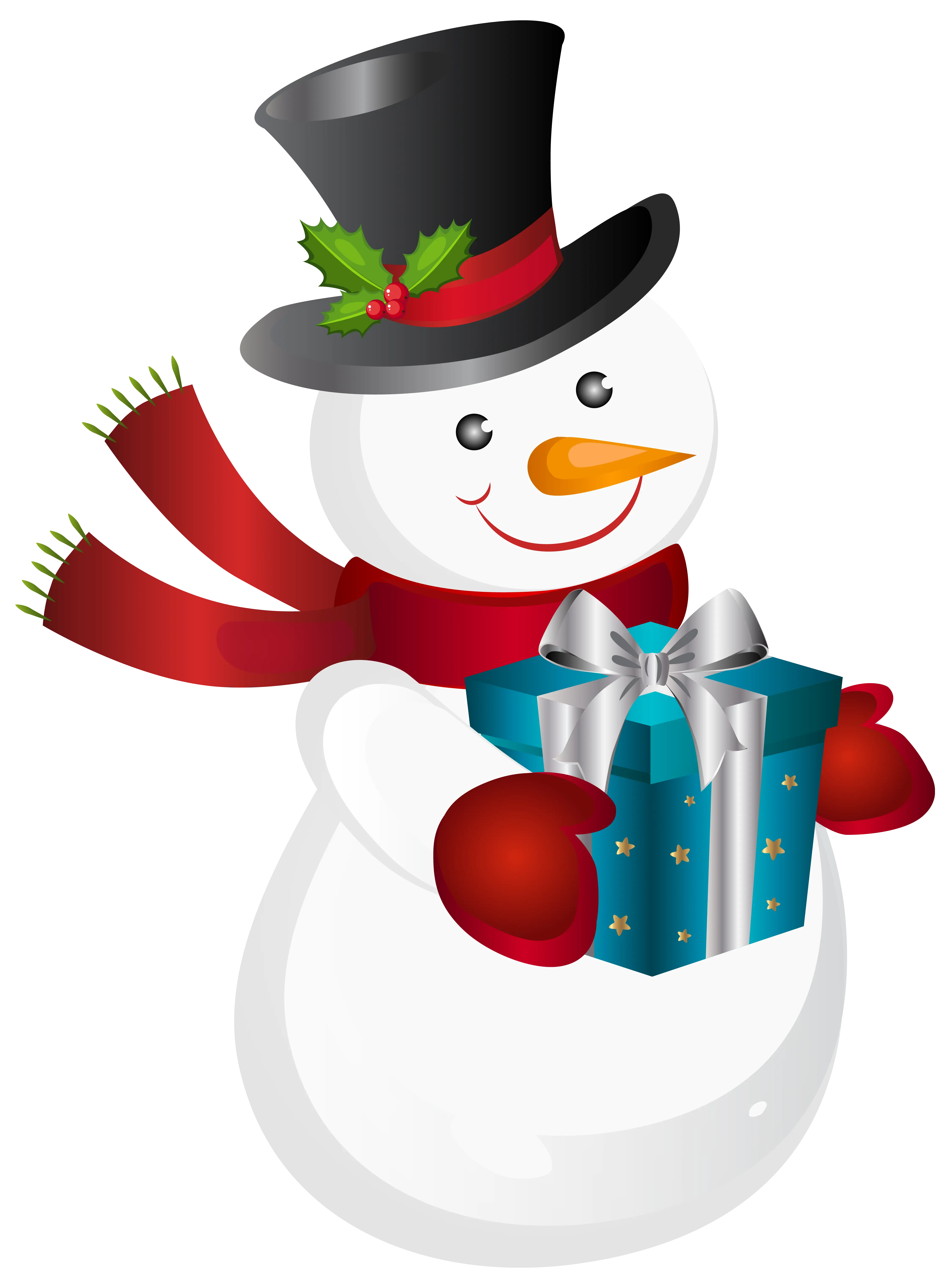 Festive Snowman Holding a Gift Box for Christmas