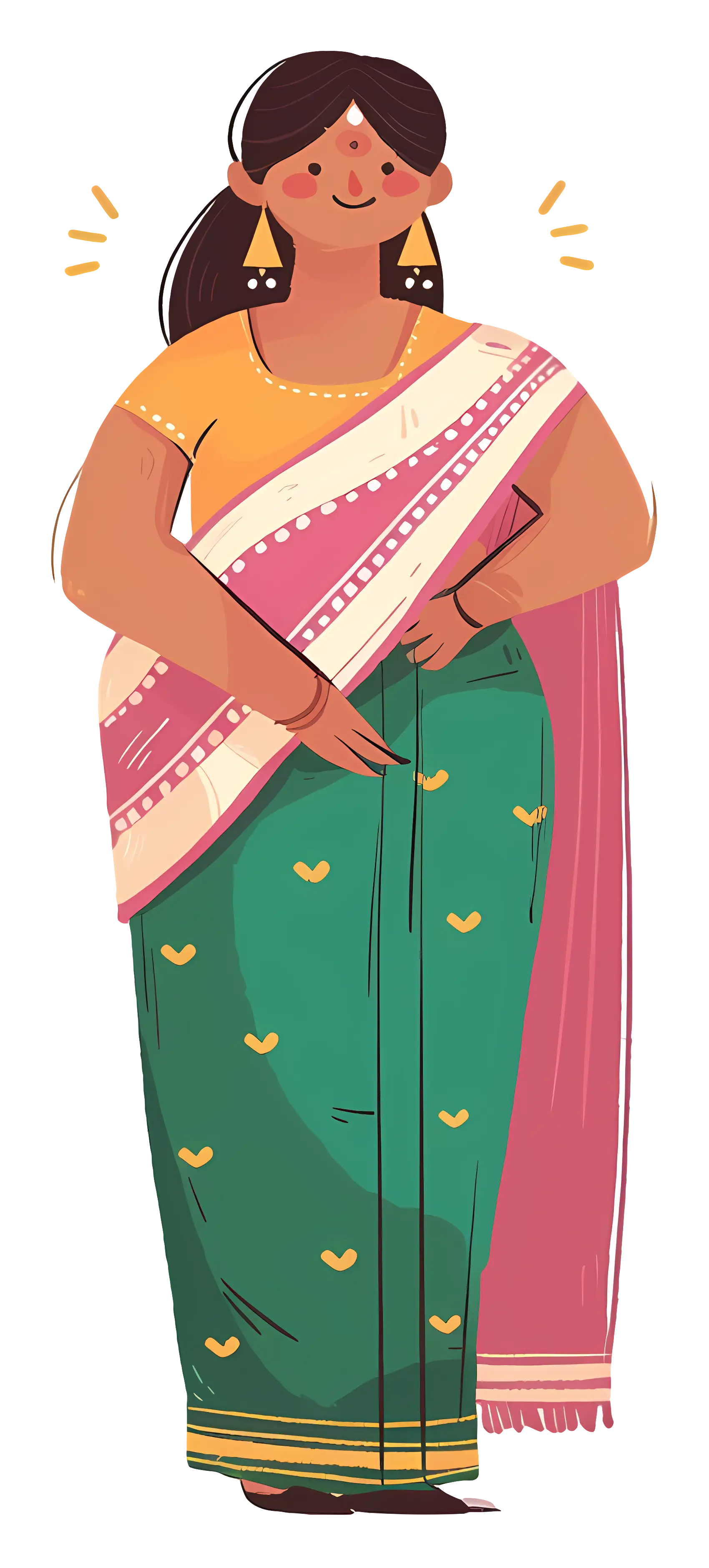 Illustration of a Woman in Traditional Saree