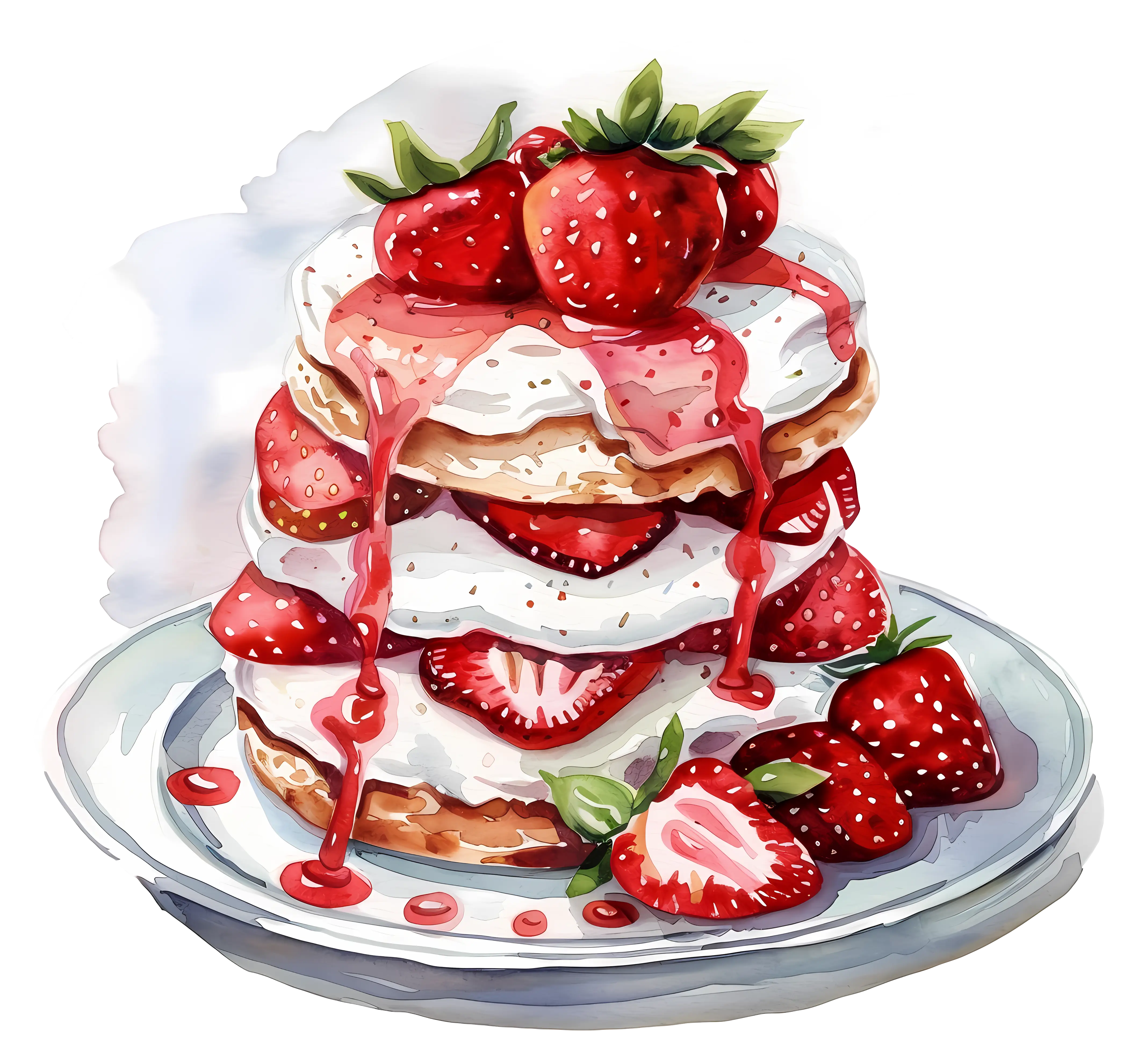 Layered Strawberry Cake with Cream