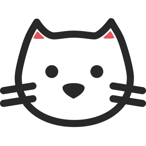 Black and White Cat Face Icon