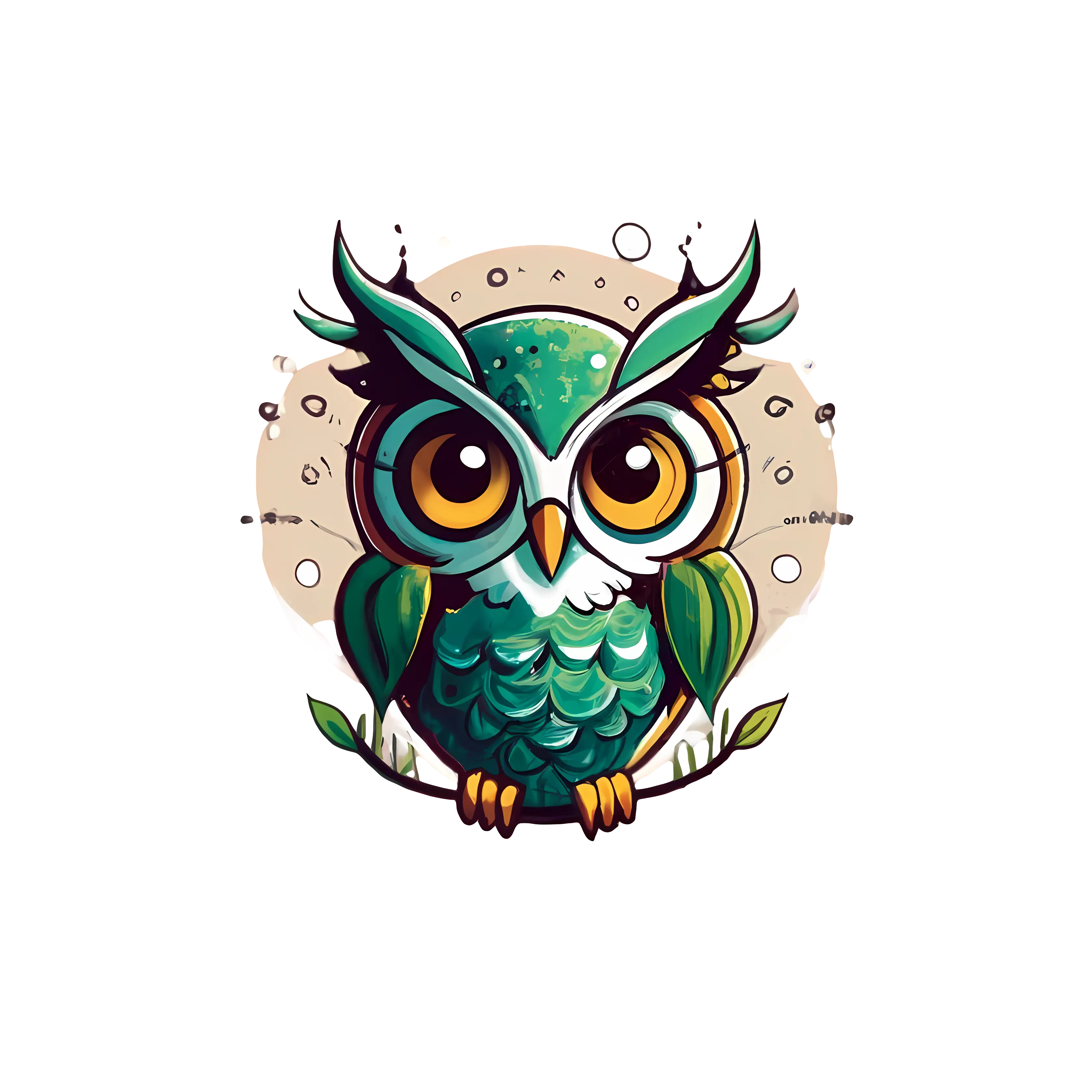 Cute Green Owl Illustration