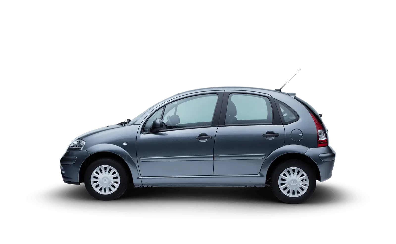 Side View of a Gray Compact Car