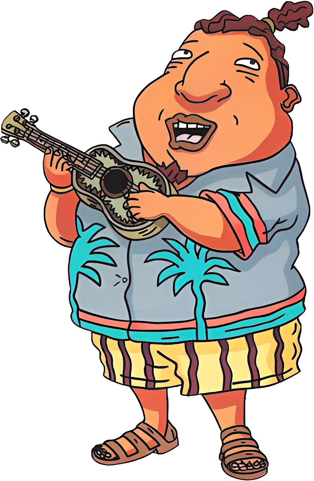 Man Playing Ukulele in Hawaiian Shirt