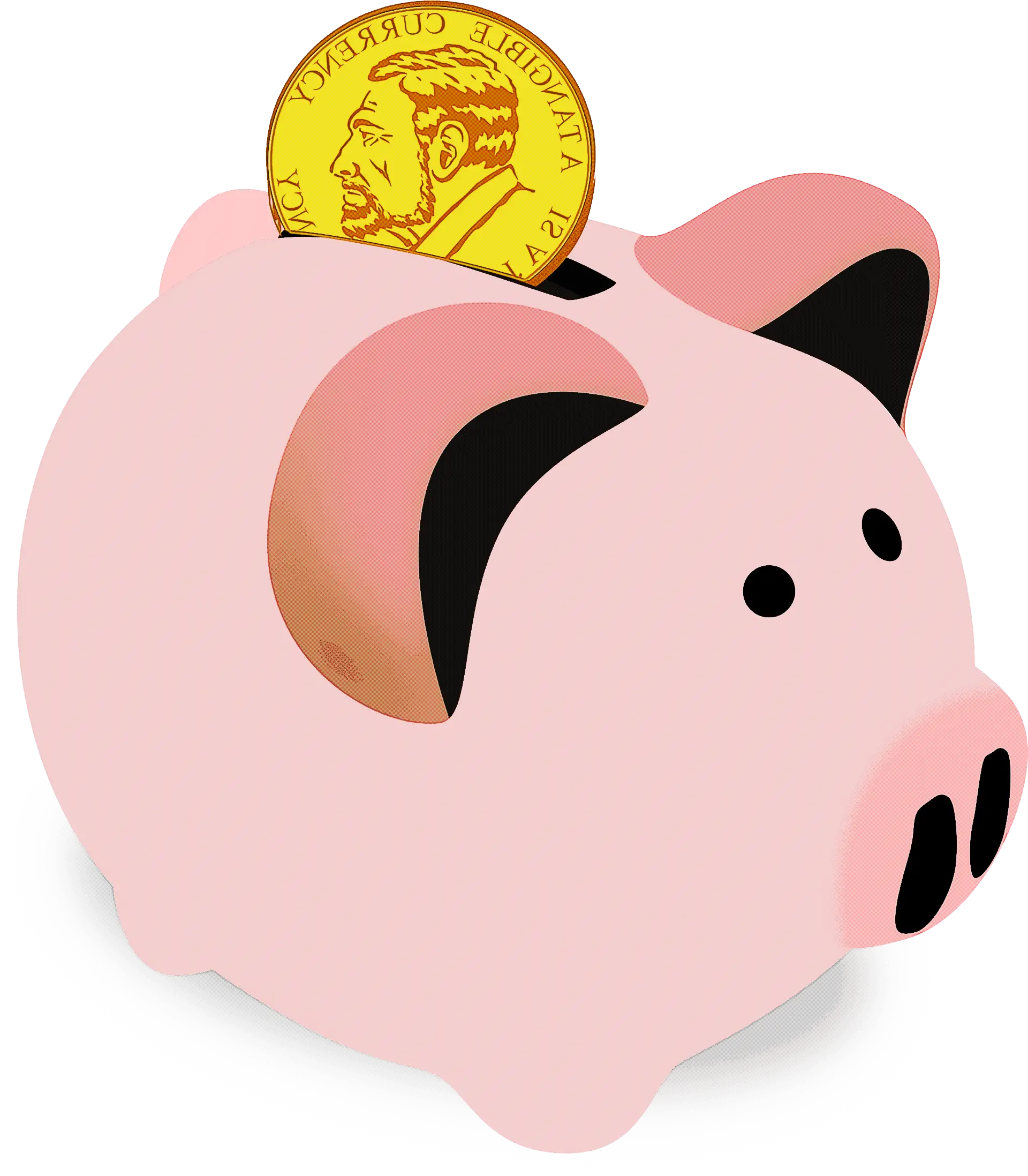 Piggy Bank Illustration with Coin Entry