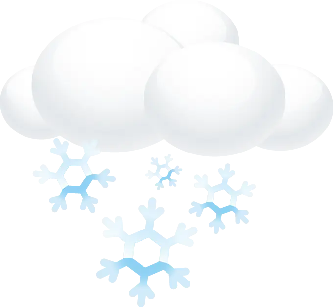 Cloud with Falling Snowflakes in Cartoon Style