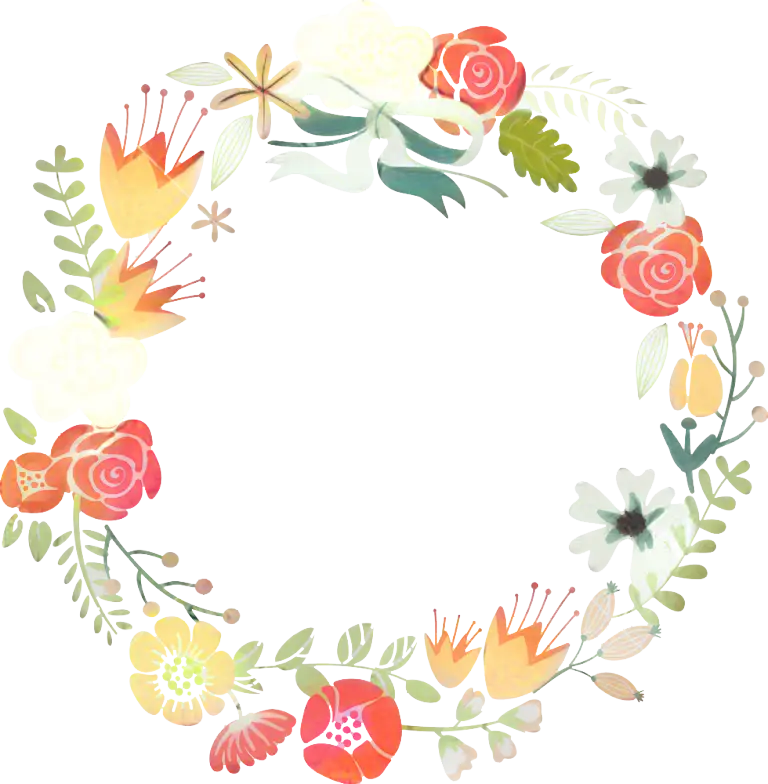 Floral Wreath with Colorful Flowers