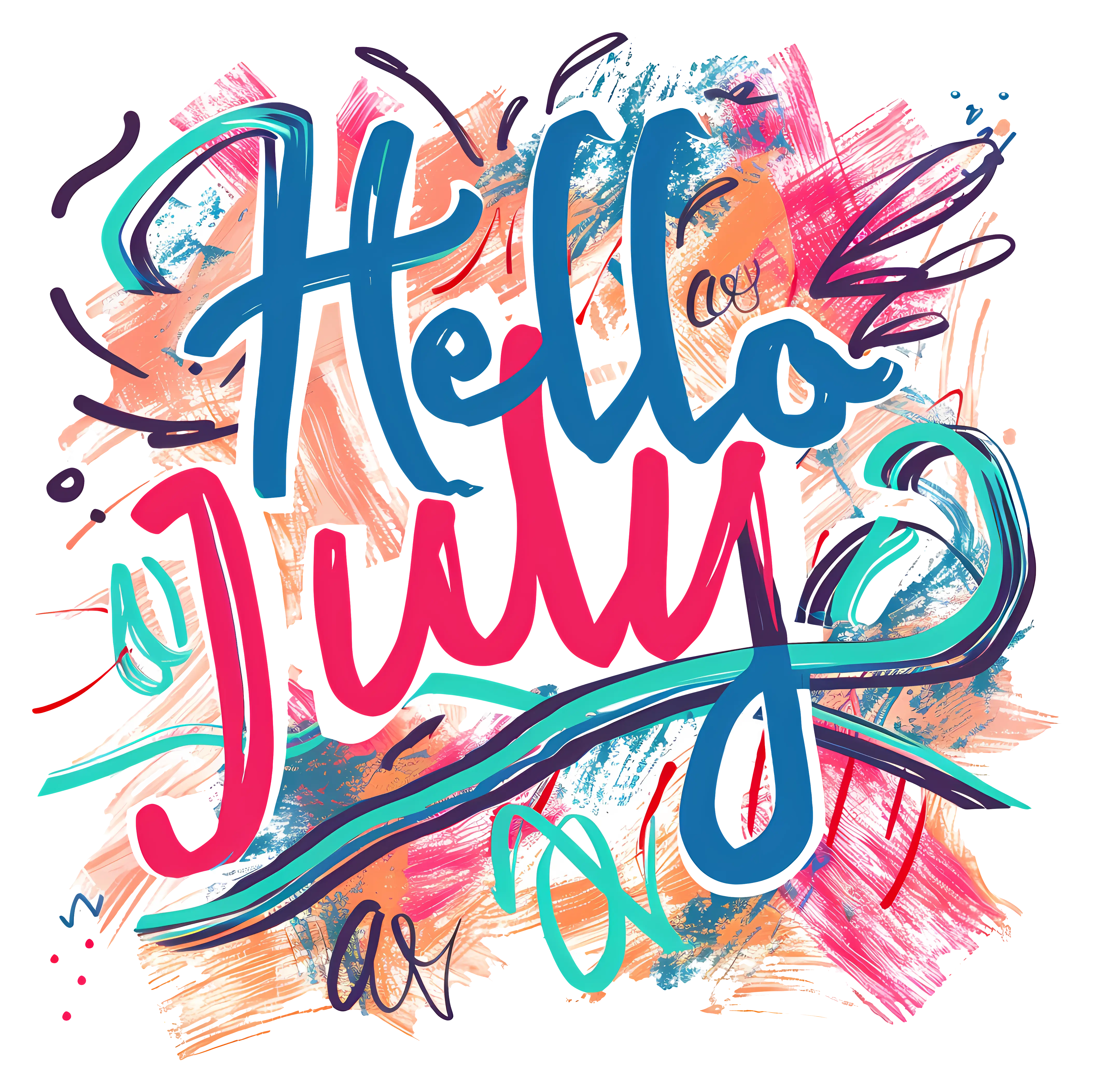 Hello July Colorful Greeting