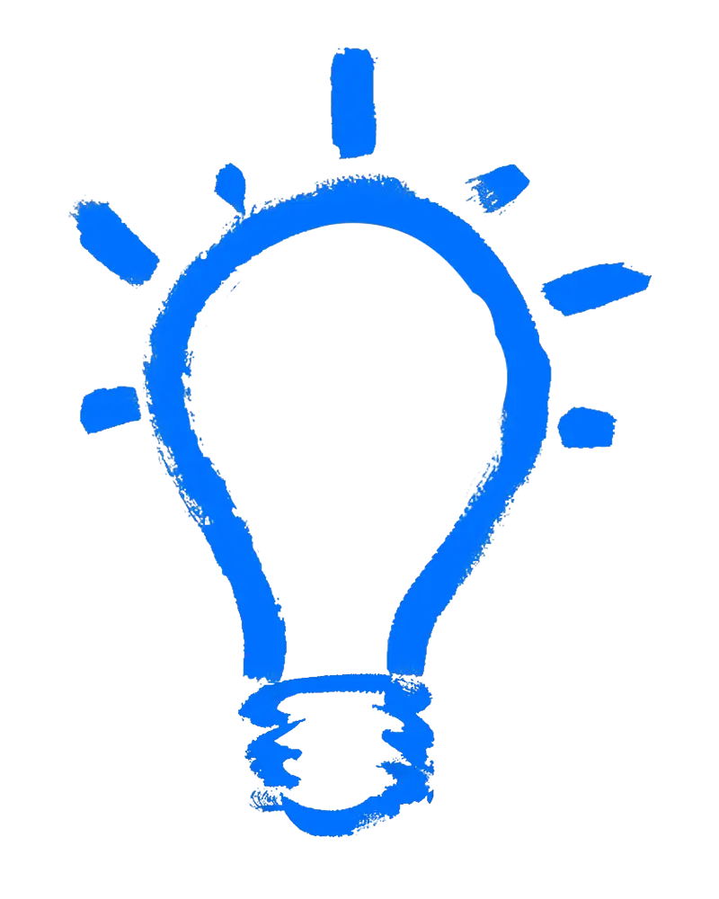 Lightbulb Doodle in Blue Ink Style