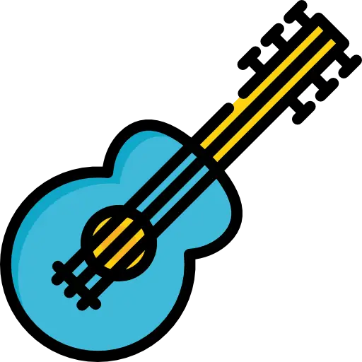 Blue Guitar Cartoon Illustration