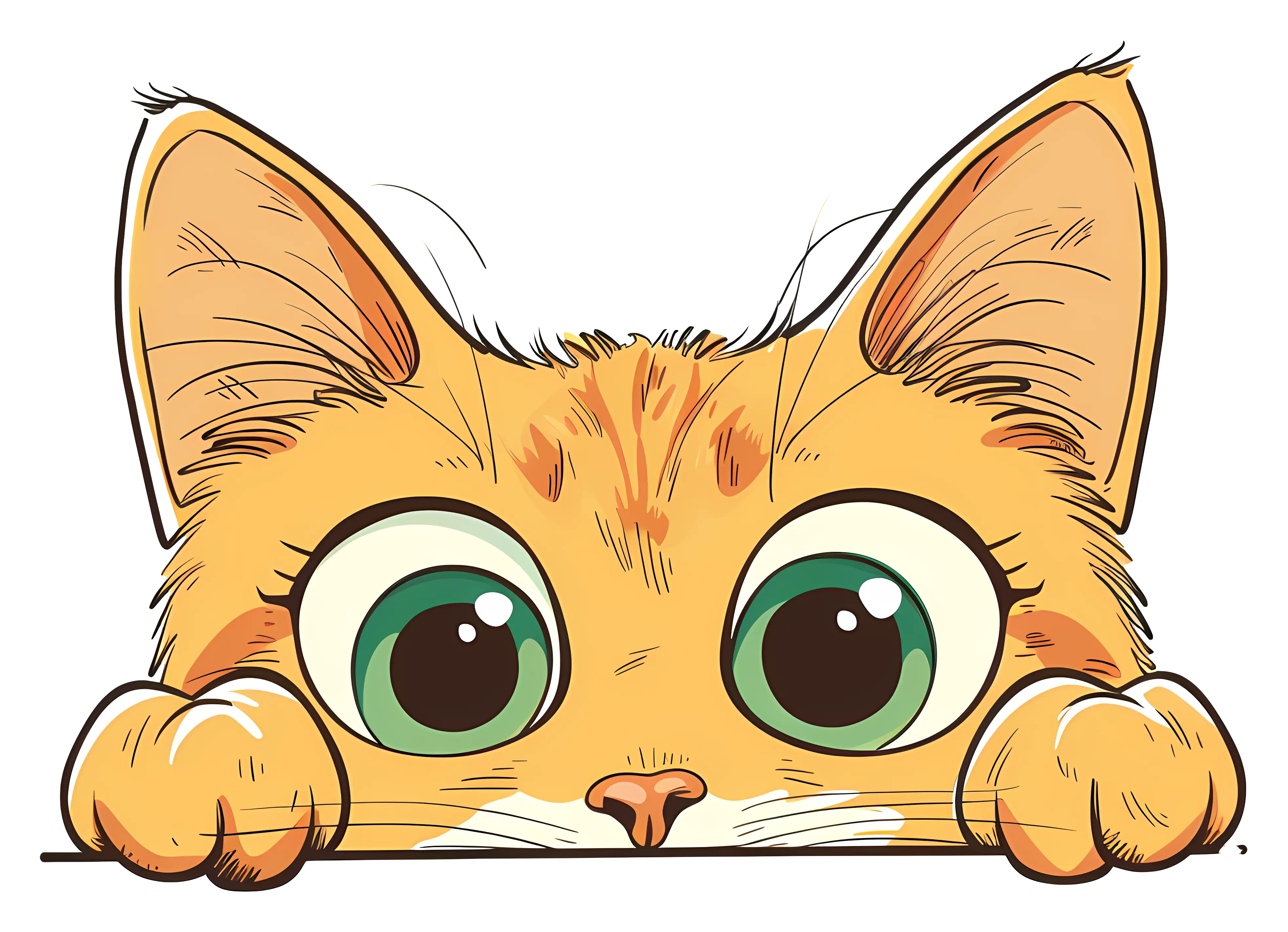 Cartoon Cat Peeking Illustration