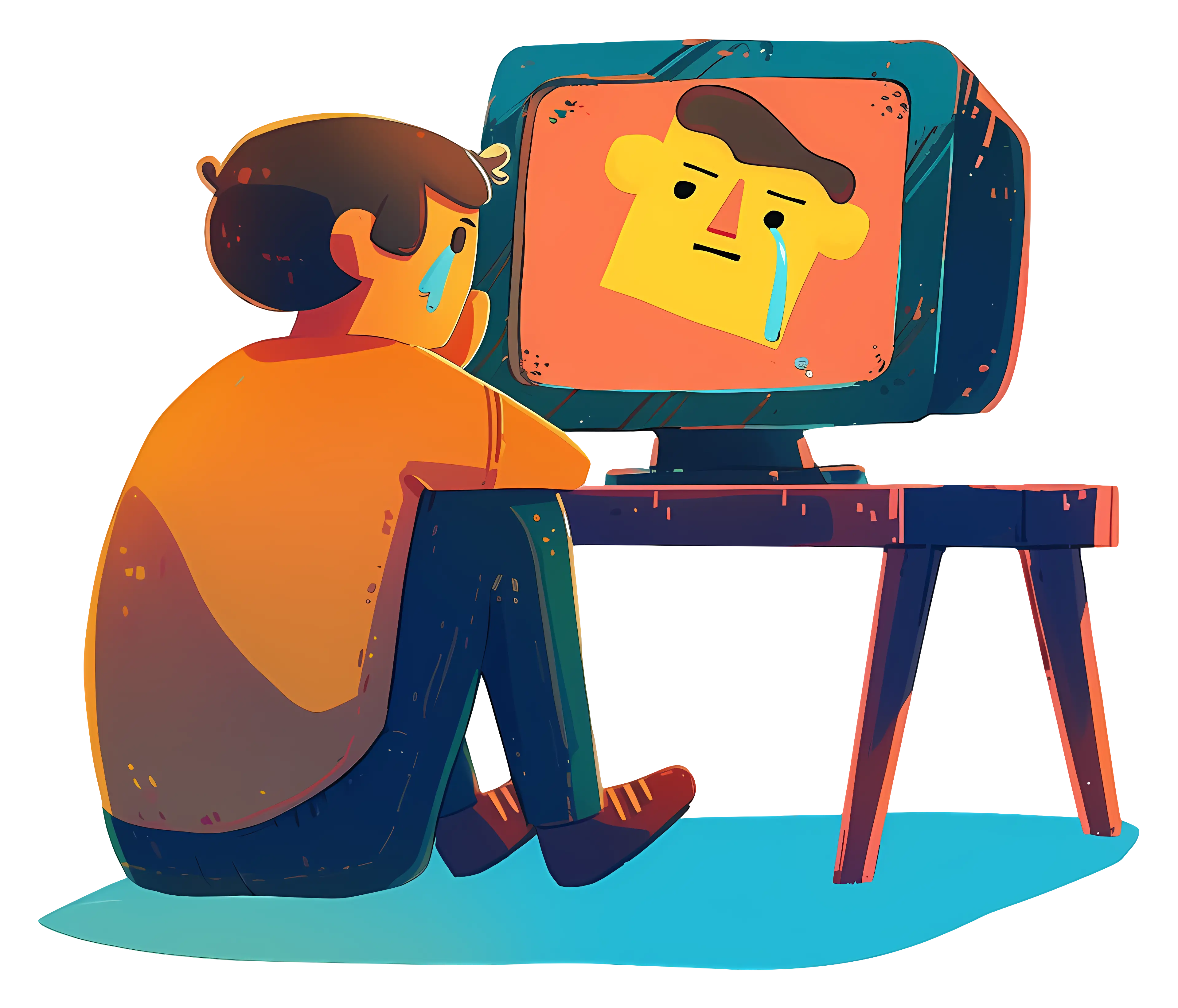 Crying Person Watching TV