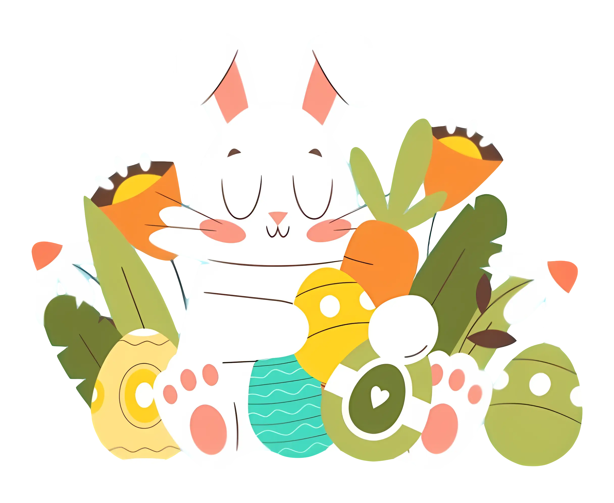 Easter Bunny with Eggs and Carrots