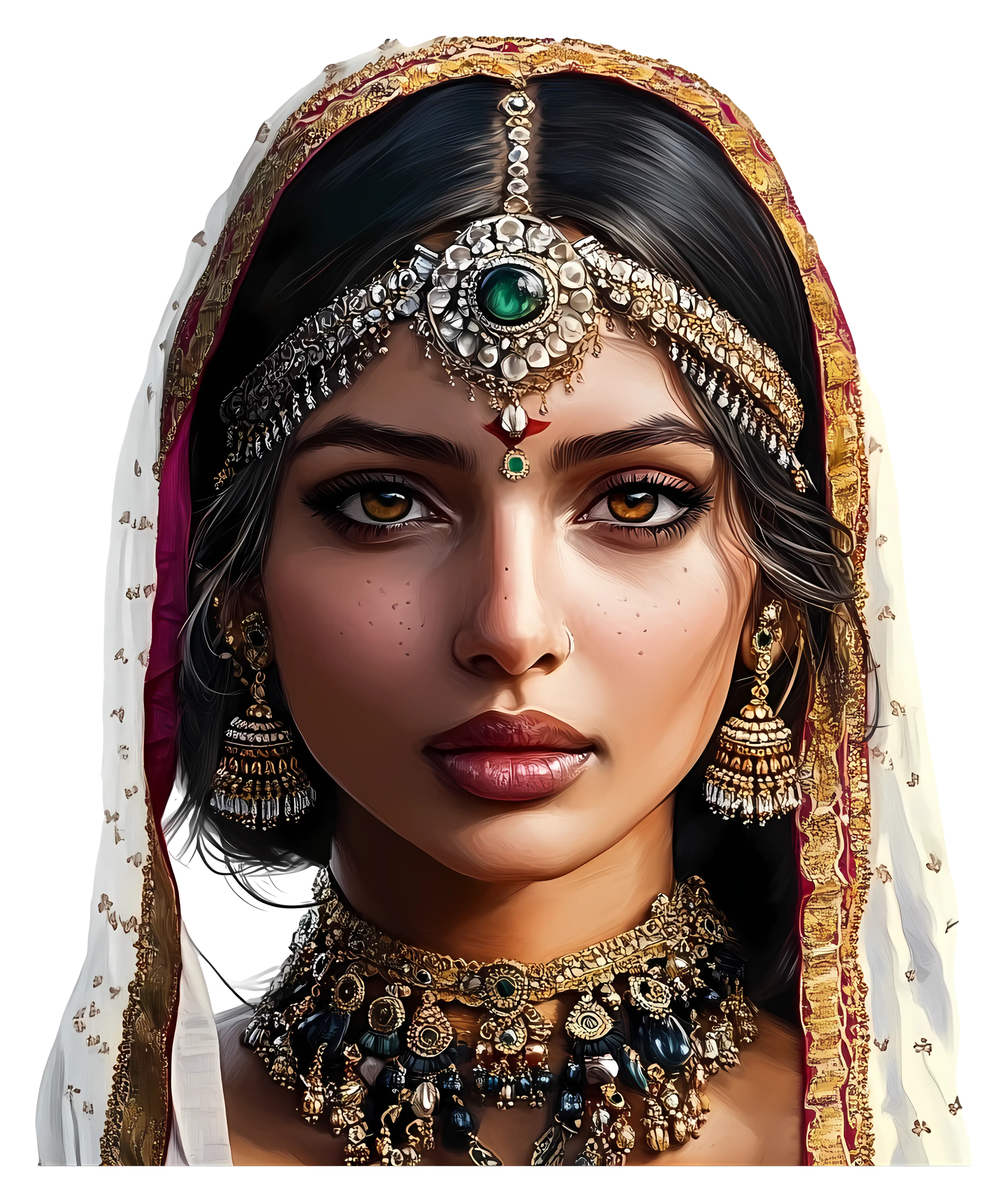 Woman in Traditional Attire with Jewelry