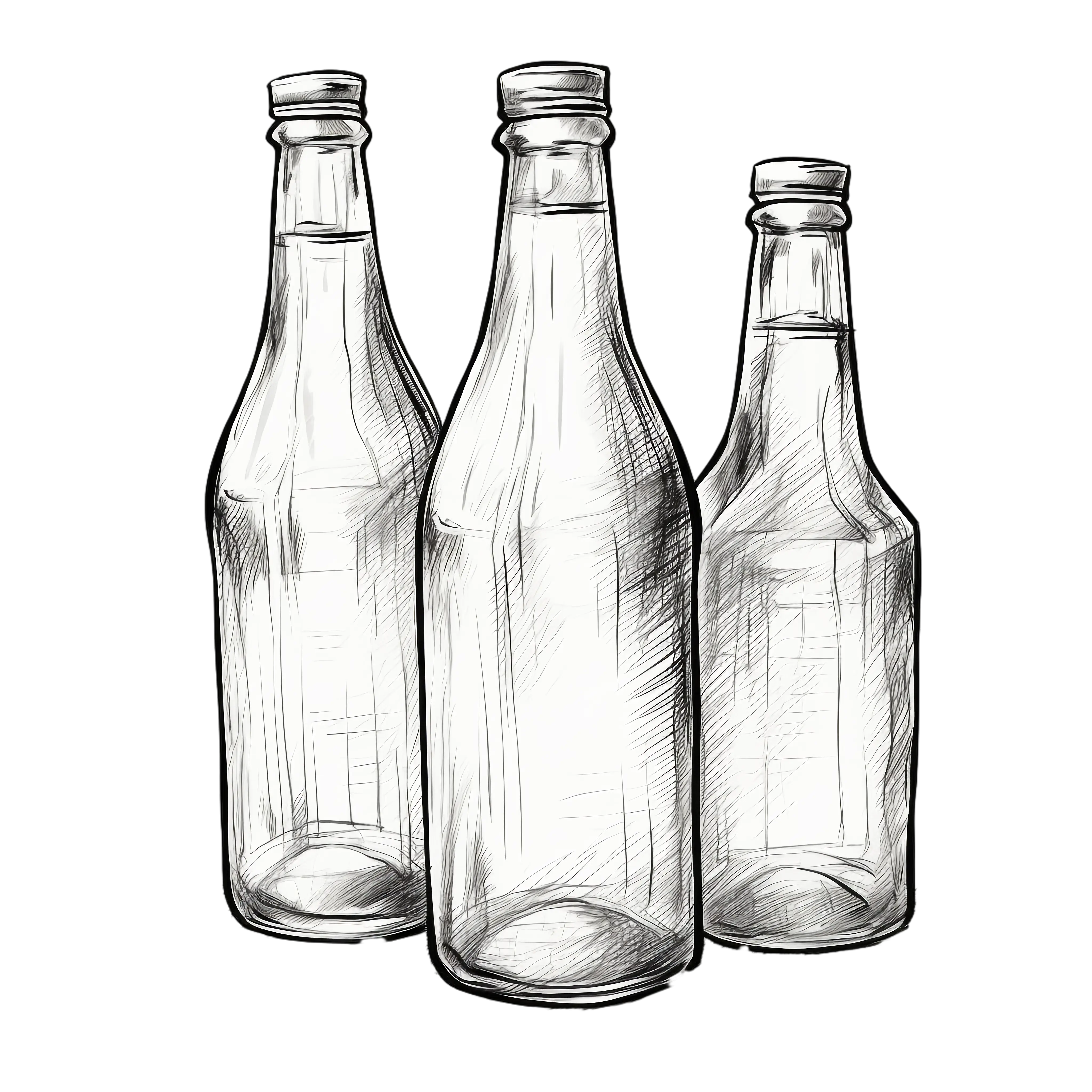Hand-Drawn Glass Bottles Sketch