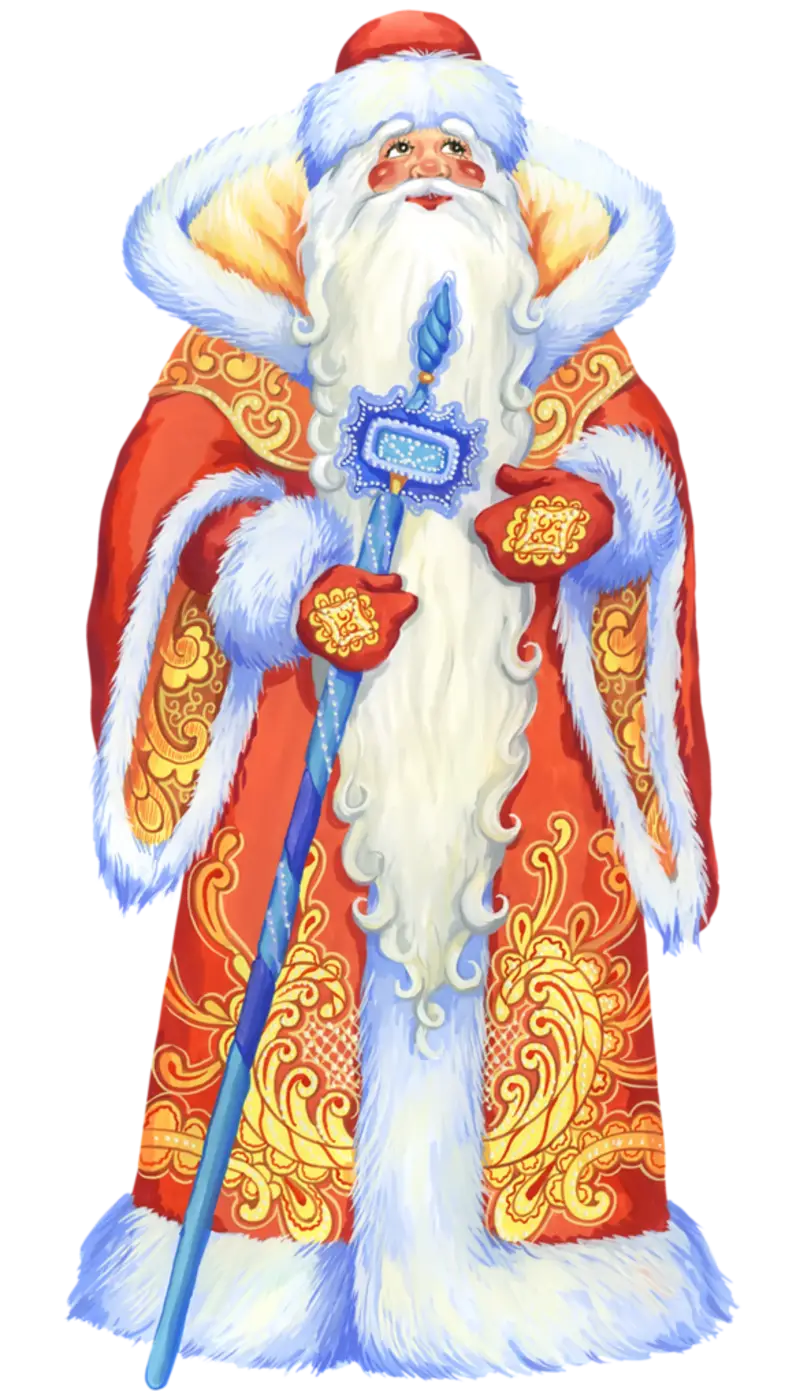 Santa Claus in Red Suit with Staff