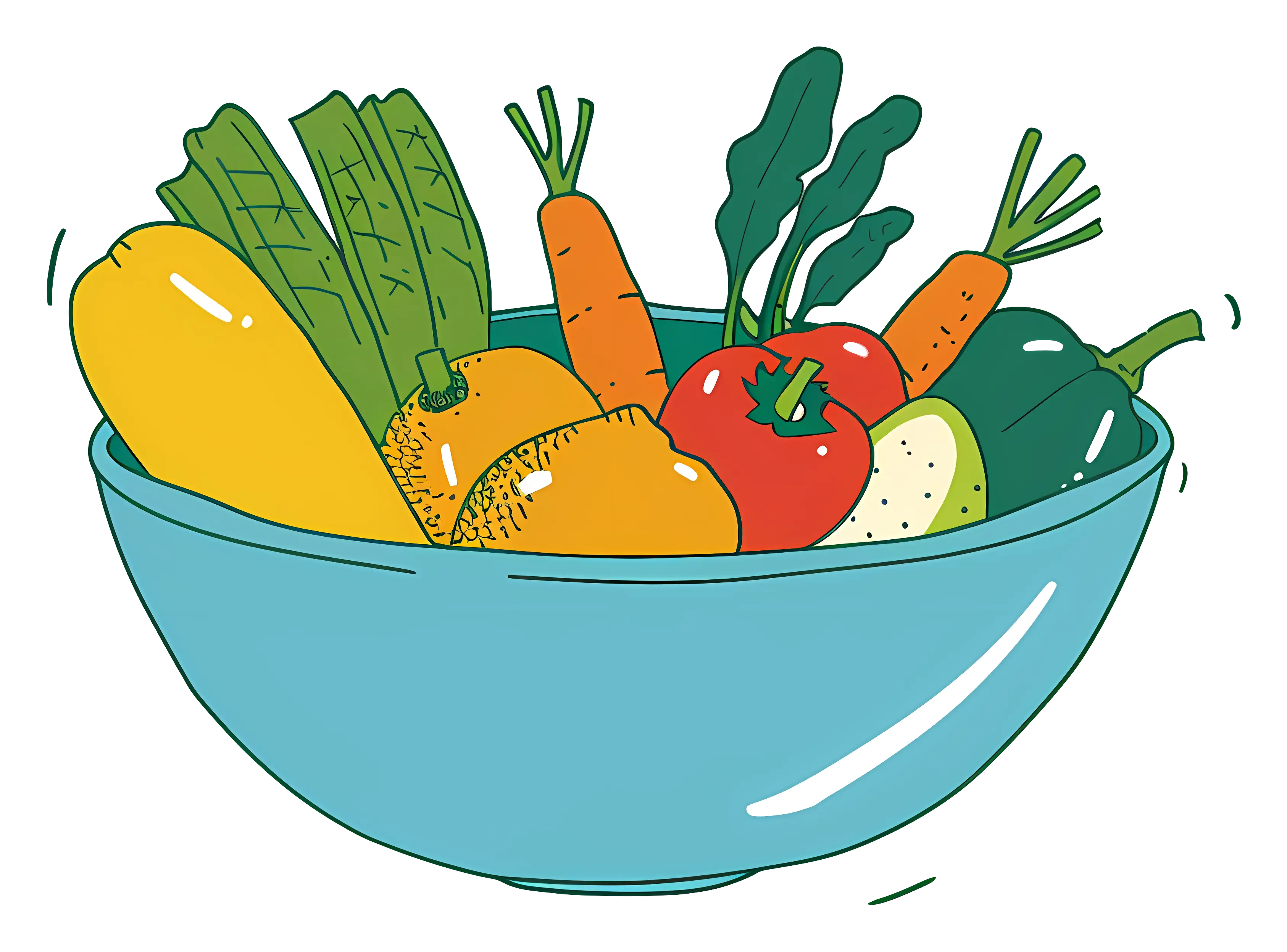 Blue Bowl Filled with Fresh Vegetables