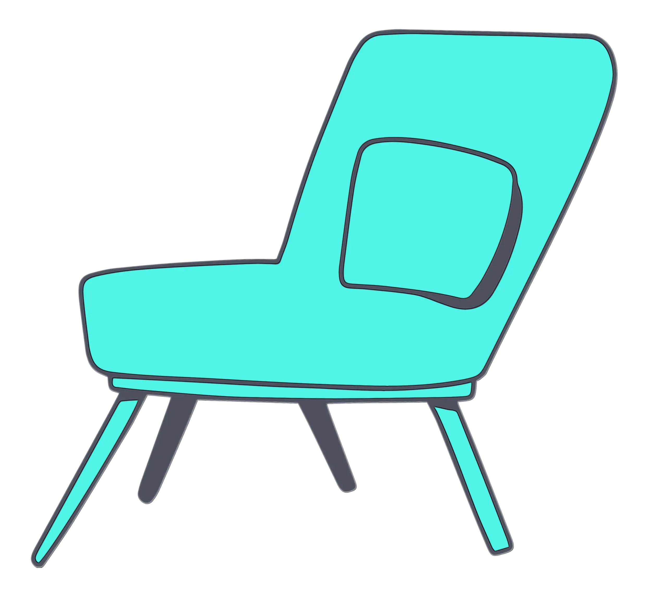 Turquoise Minimalist Chair Illustration