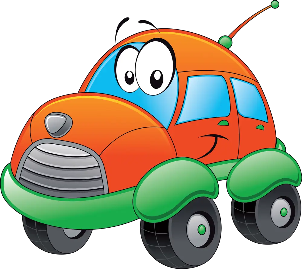 Smiling Cartoon Orange Car Illustration