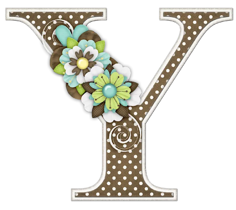 Decorative Letter Y with Flowers