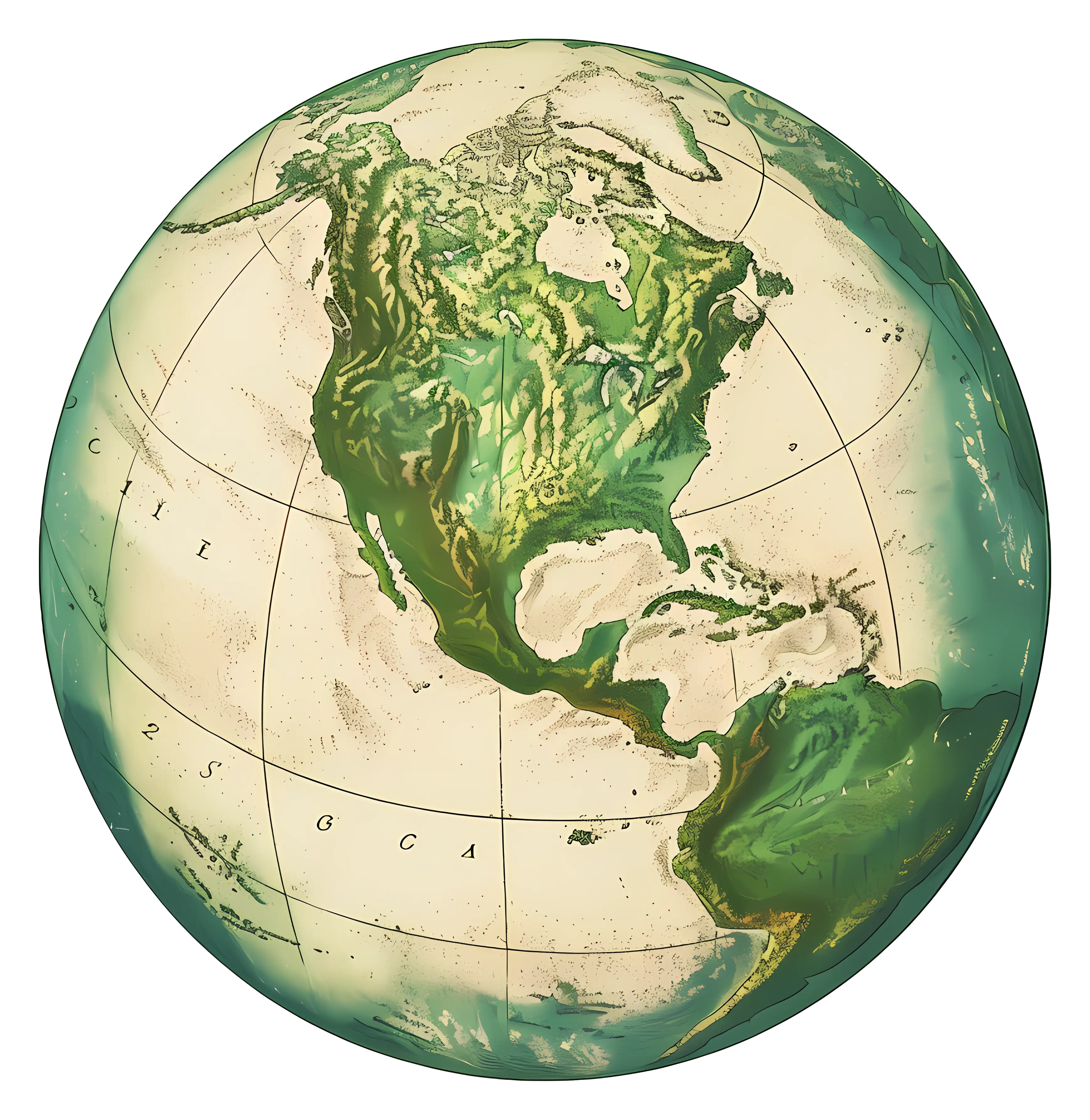 Earth Map Illustration with Detailed Topography