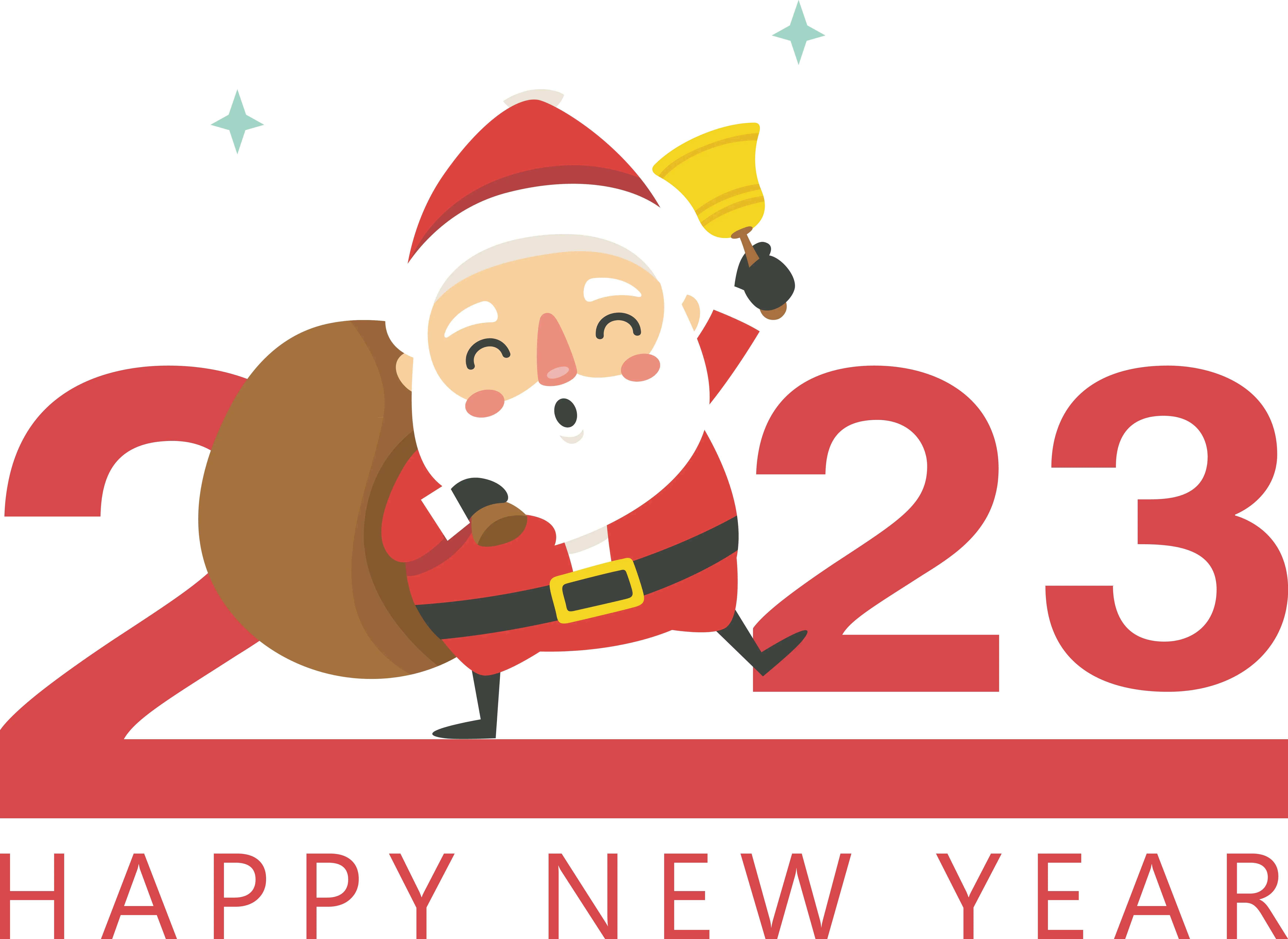 Santa Claus with Happy New Year 2023 Text