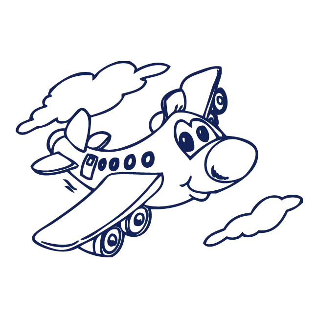 Cartoon Airplane in the Sky