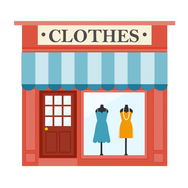 Clothing Shop Storefront with Mannequins