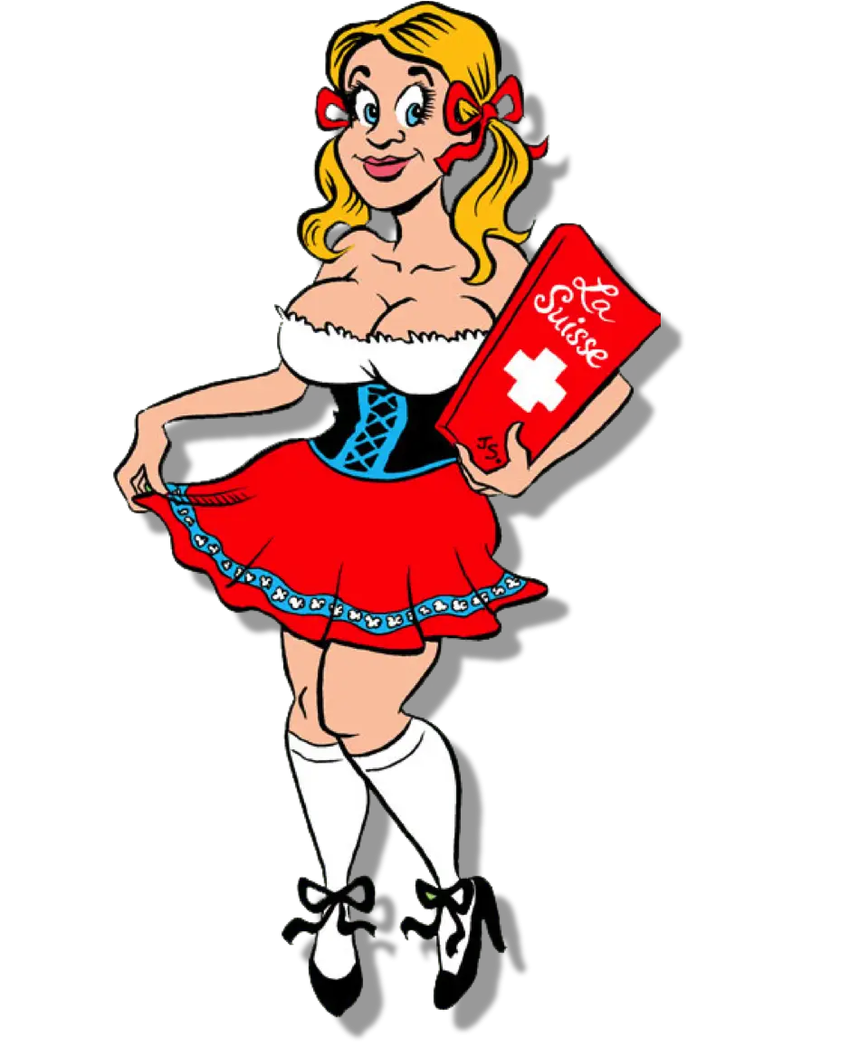 Swiss Girl Cartoon in Traditional Costume